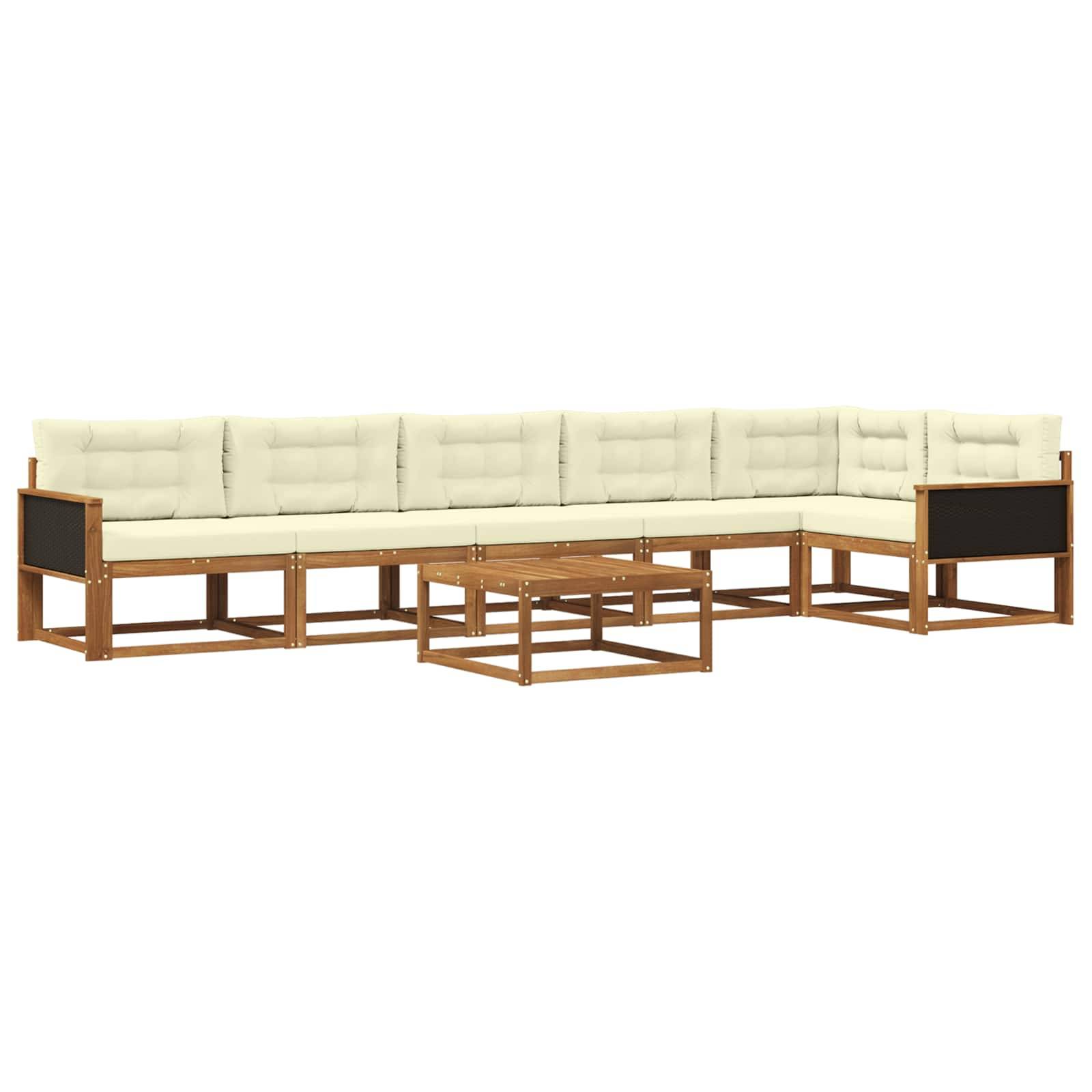 vidaXL Outdoor-Sofagarnitur mit Kissen 7 pcs Natur und Creme