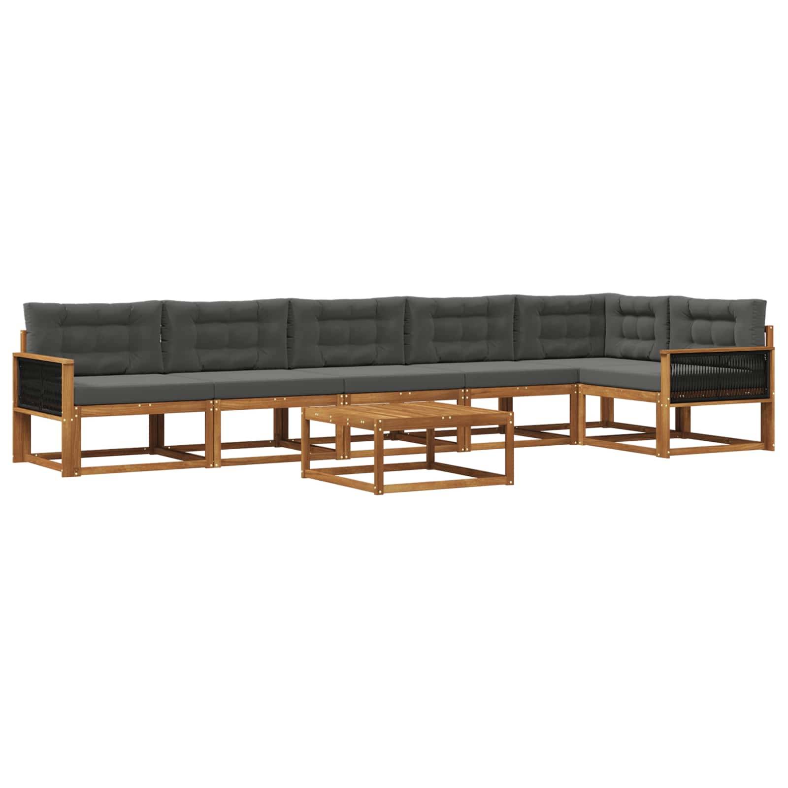 vidaXL Outdoor-Sofagarnitur mit Kissen 7 pcs Natur und Anthrazit