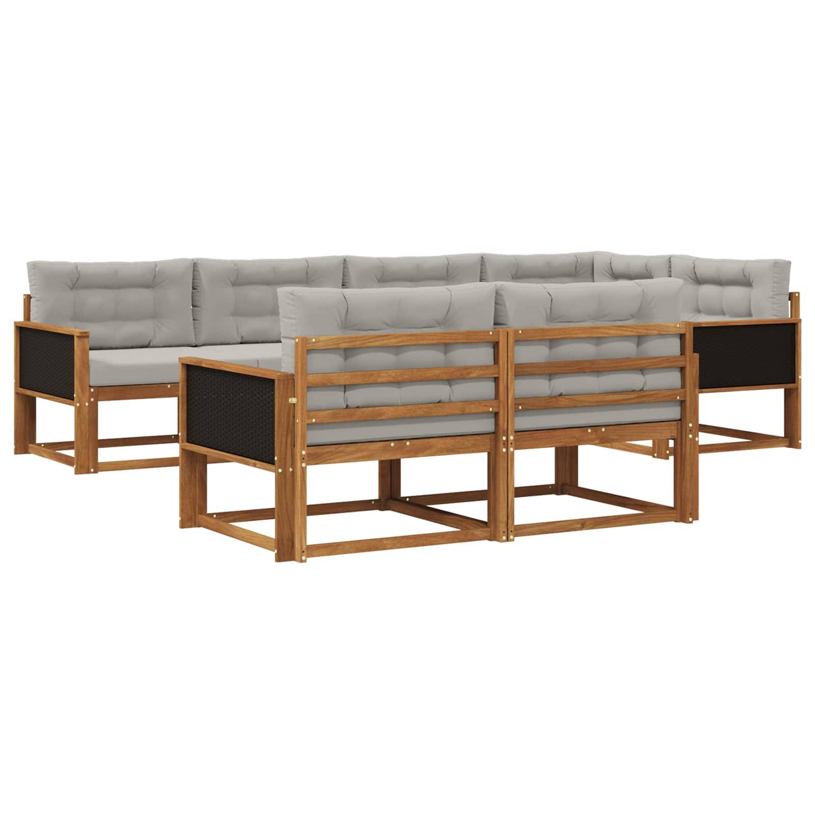 vidaXL Outdoor-Sofagarnitur mit Kissen 7 pcs Natur und Hellgrau