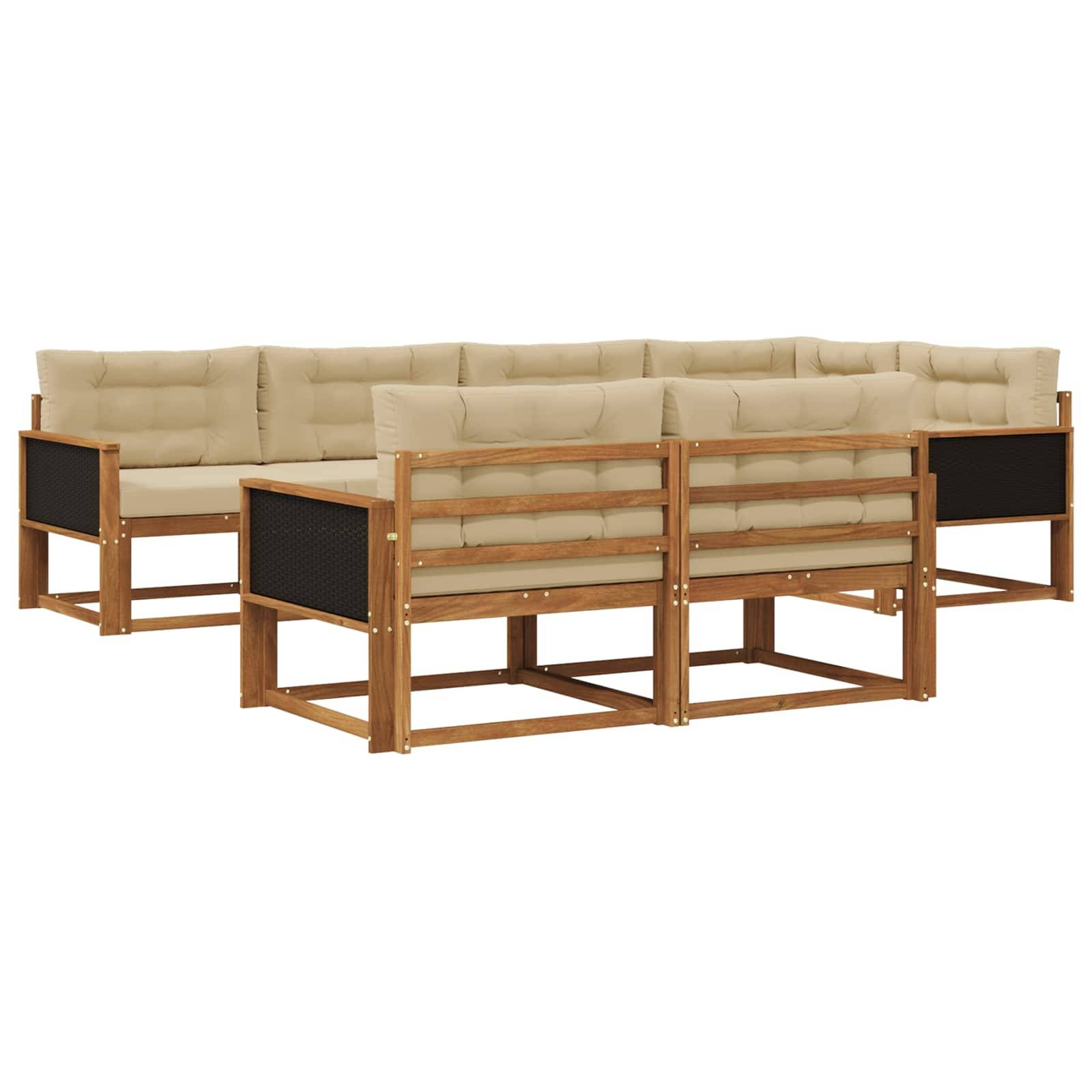 vidaXL Outdoor-Sofagarnitur mit Kissen 7 pcs Natur und Beige