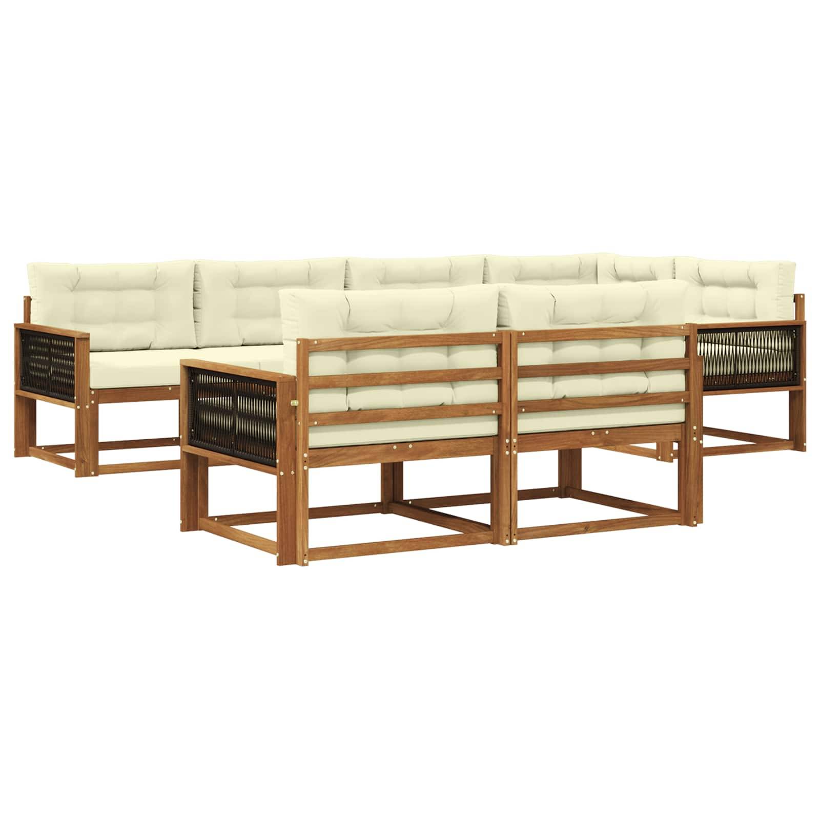 vidaXL Outdoor-Sofagarnitur mit Kissen 7 pcs Natur und Creme