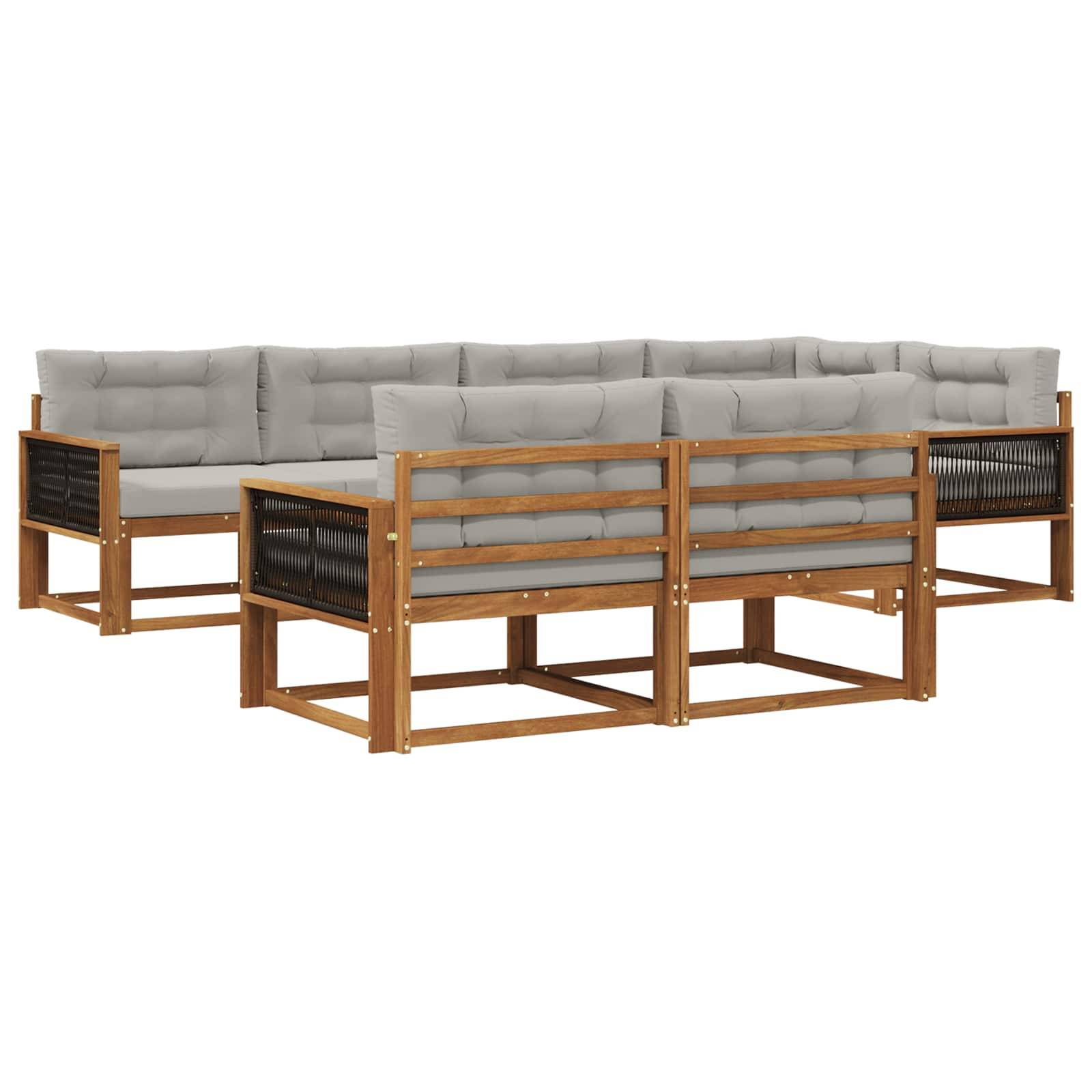 vidaXL Outdoor-Sofagarnitur mit Kissen 7 pcs Natur und Hellgrau