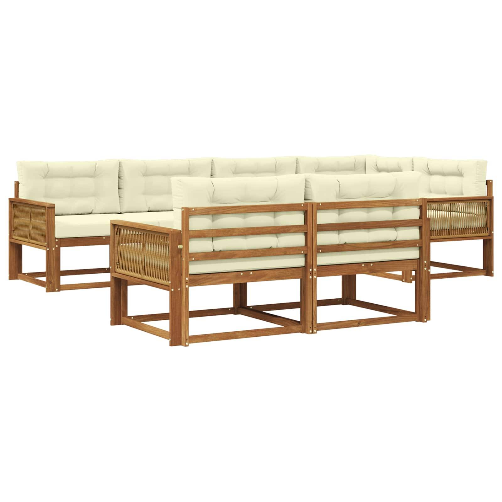 vidaXL Outdoor-Sofagarnitur mit Kissen 7 pcs Natur und Creme