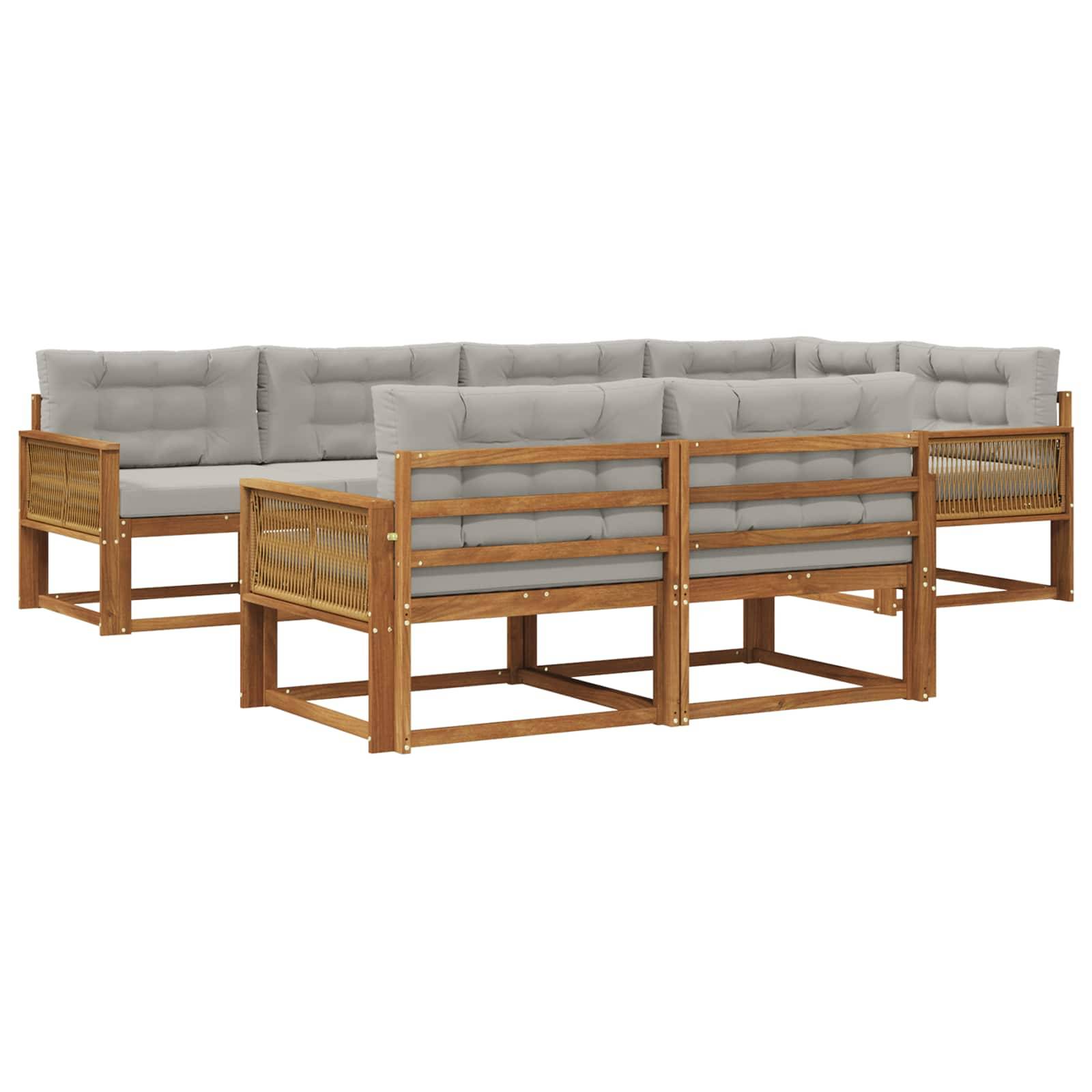vidaXL Outdoor-Sofagarnitur mit Kissen 7 pcs Natur und Hellgrau