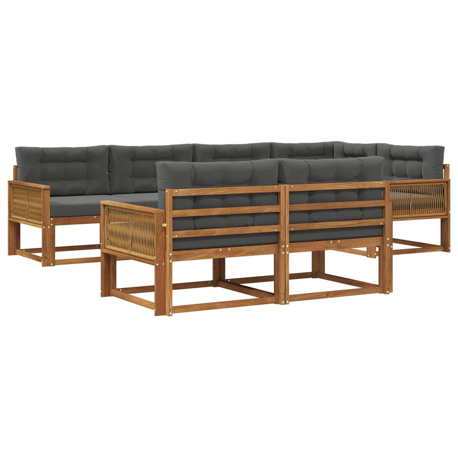 vidaXL Outdoor-Sofagarnitur mit Kissen 7 pcs Natur und Anthrazit