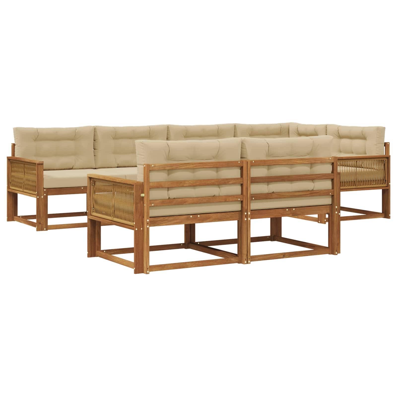 vidaXL Outdoor-Sofagarnitur mit Kissen 7 pcs Natur und Beige