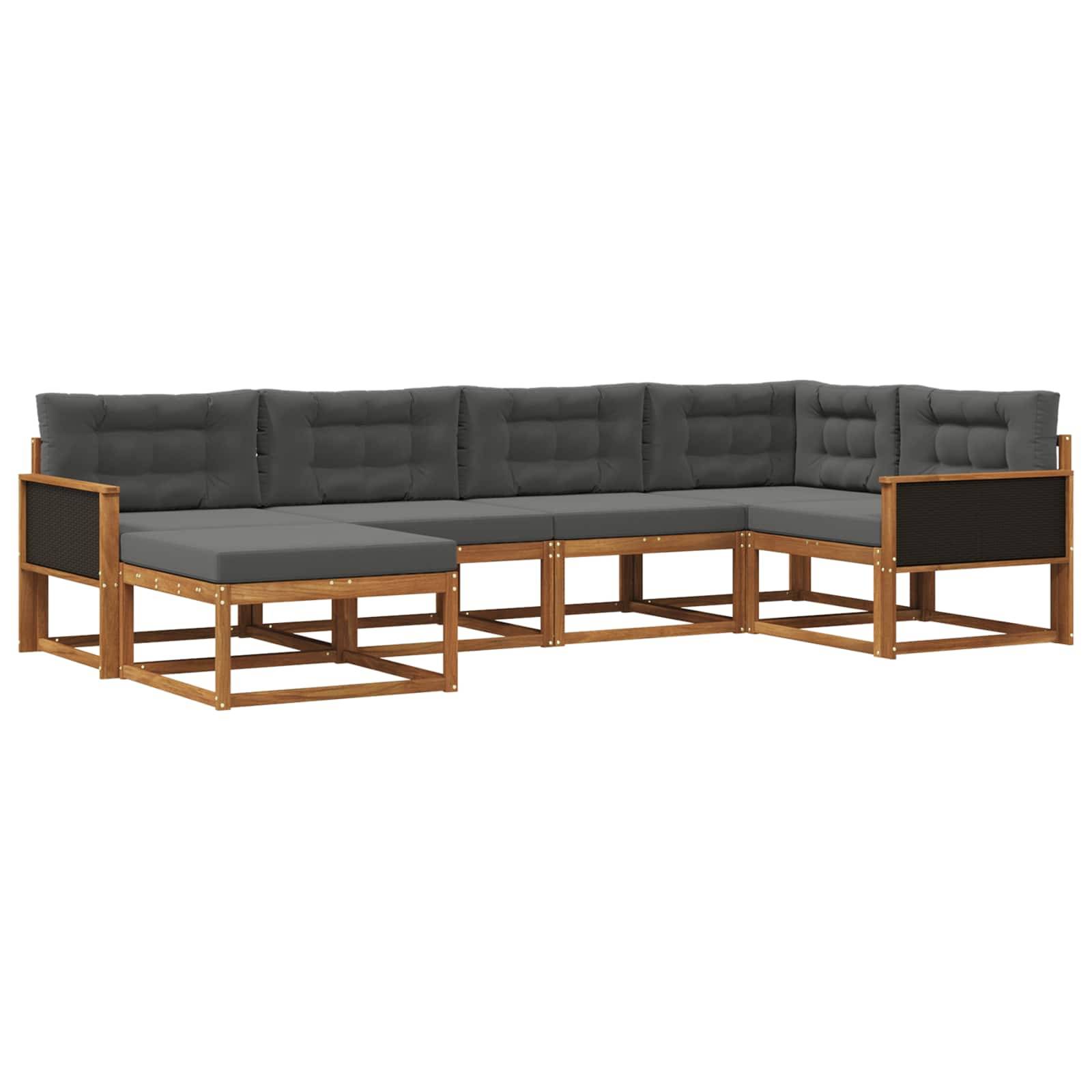 vidaXL Outdoor-Sofagarnitur mit Kissen 6 pcs Natur und Anthrazit