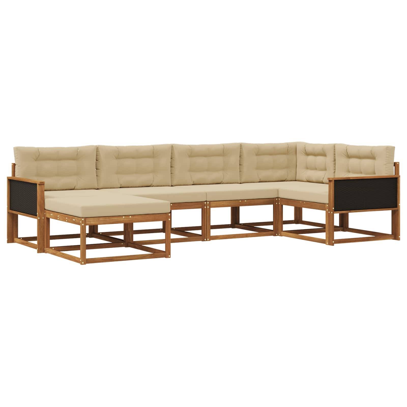vidaXL Outdoor-Sofagarnitur mit Kissen 6 pcs Natur und Beige