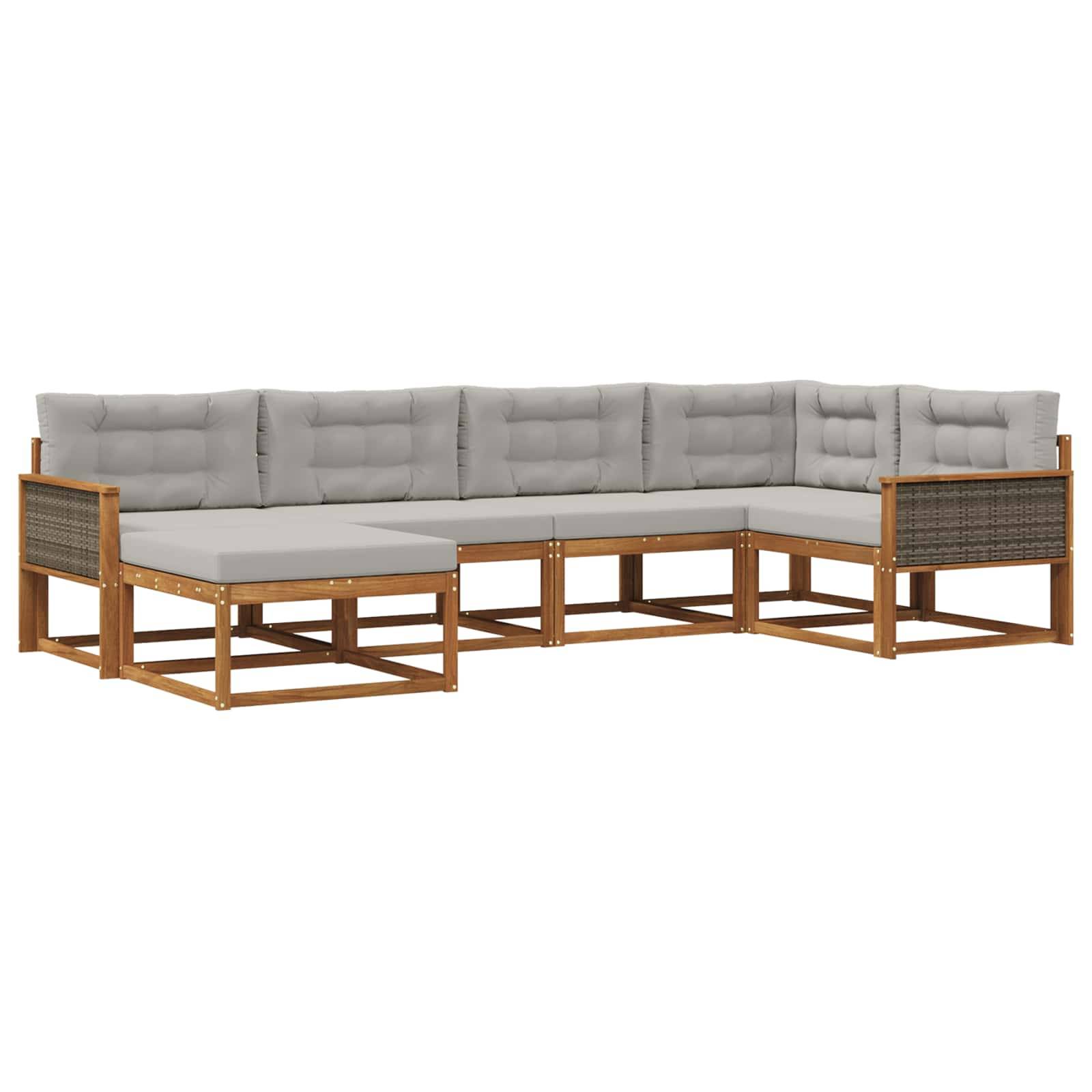 vidaXL Outdoor-Sofagarnitur mit Kissen 6 pcs Natur und Hellgrau