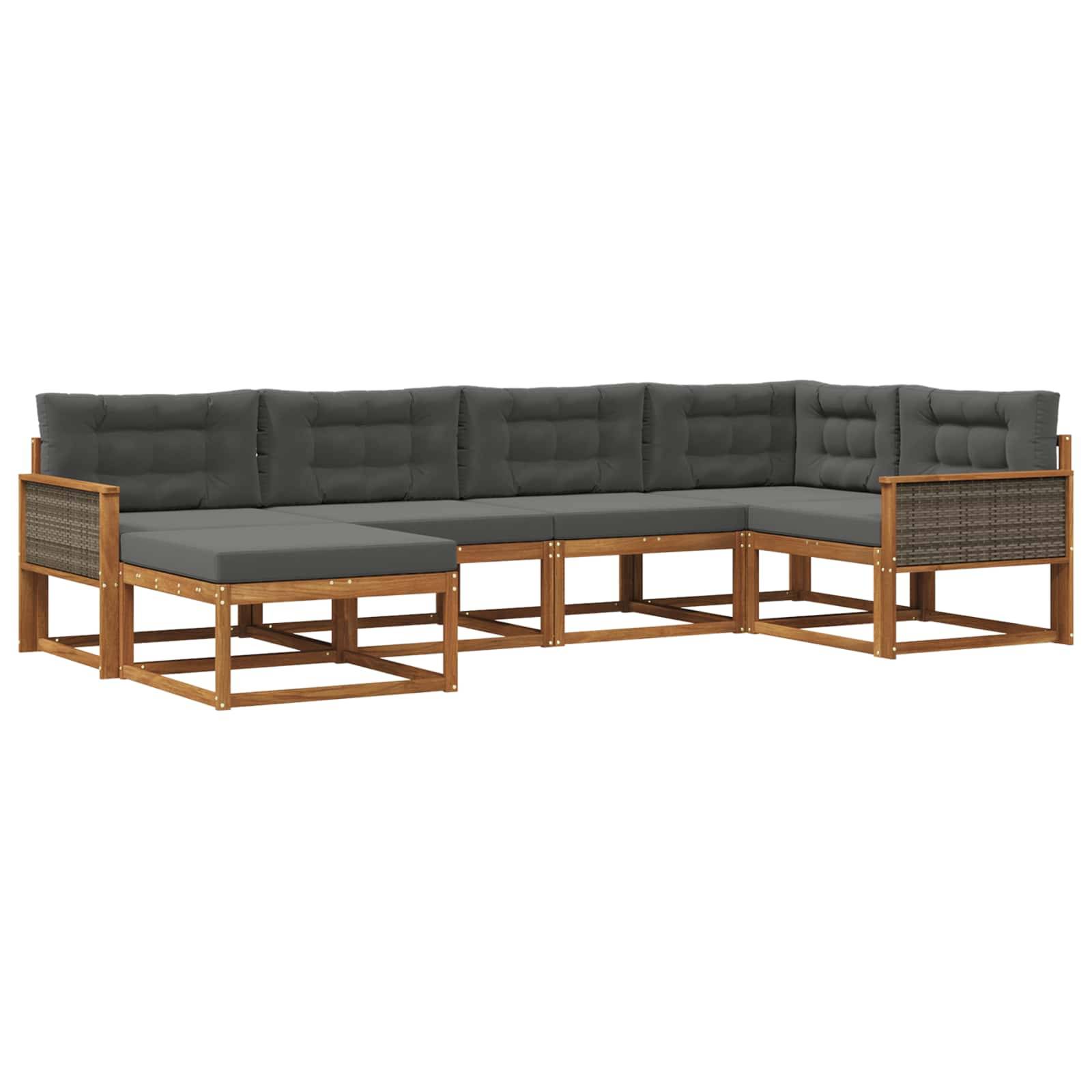 vidaXL Outdoor-Sofagarnitur mit Kissen 6 pcs Natur und Anthrazit