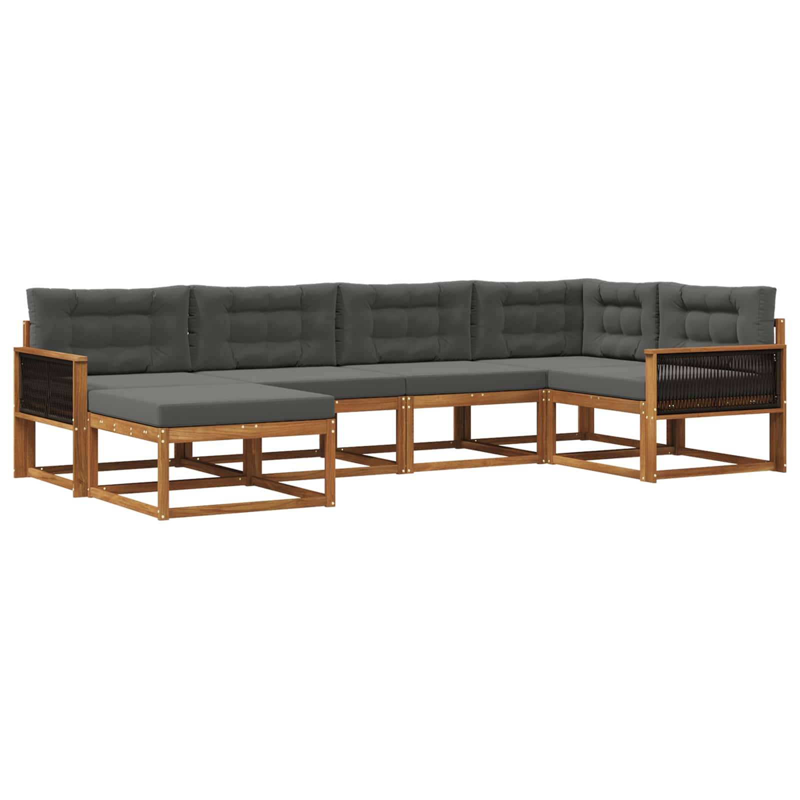 vidaXL Outdoor-Sofagarnitur mit Kissen 6 pcs Natur und Anthrazit
