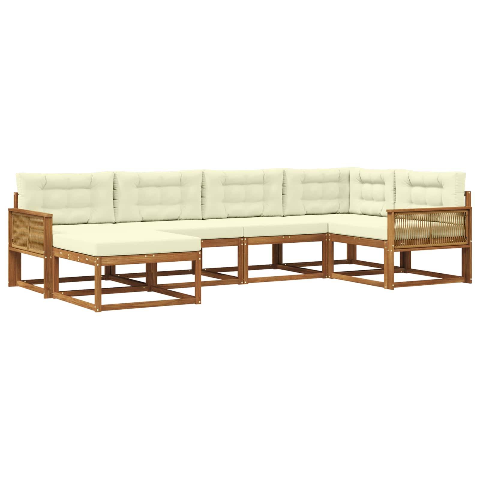 vidaXL Outdoor-Sofagarnitur mit Kissen 6 pcs Natur und Creme