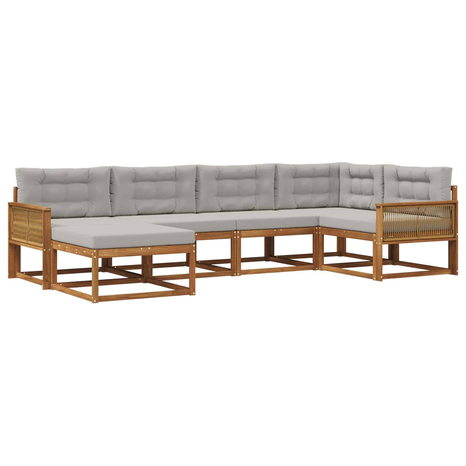 vidaXL Outdoor-Sofagarnitur mit Kissen 6 pcs Natur und Hellgrau