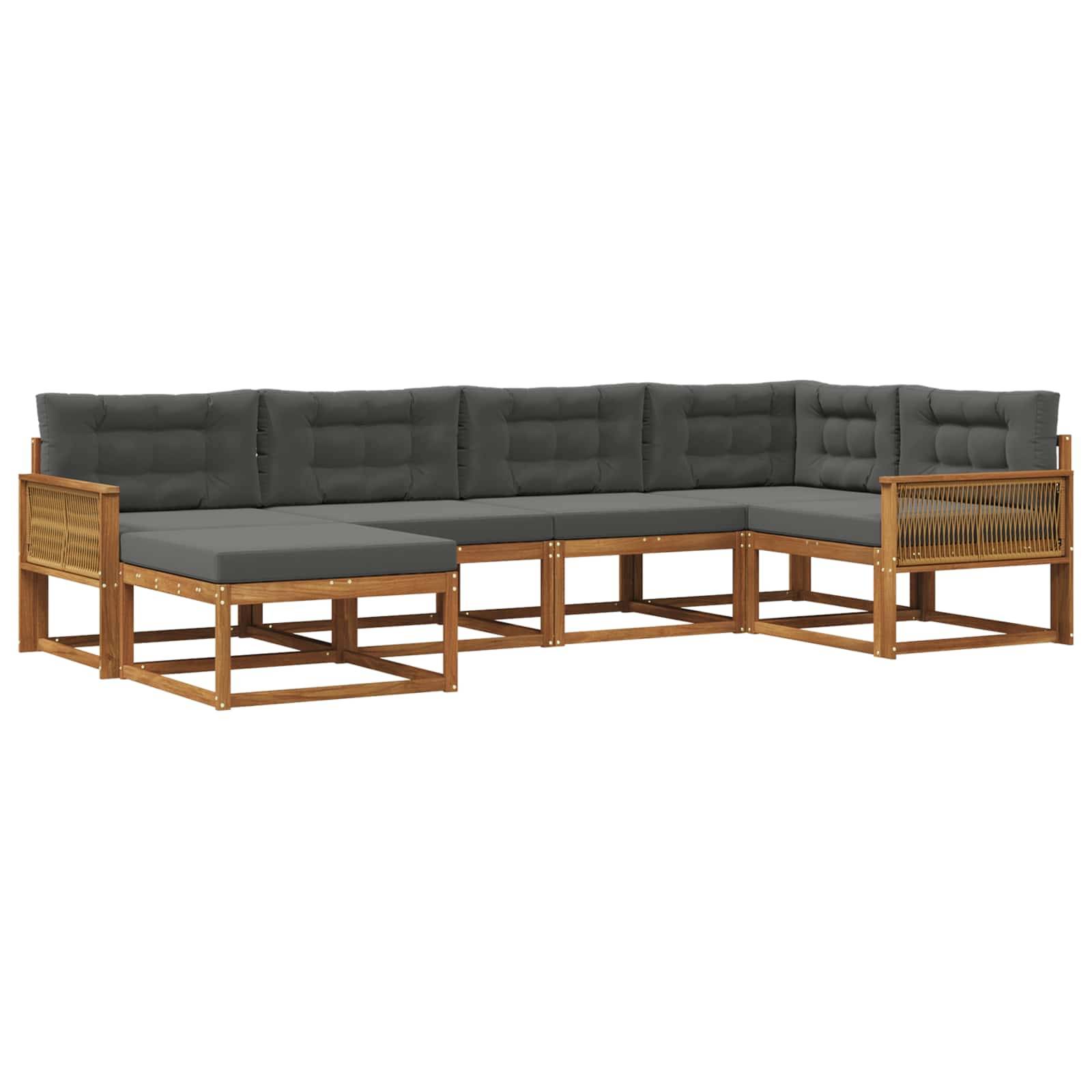 vidaXL Outdoor-Sofagarnitur mit Kissen 6 pcs Natur und Anthrazit