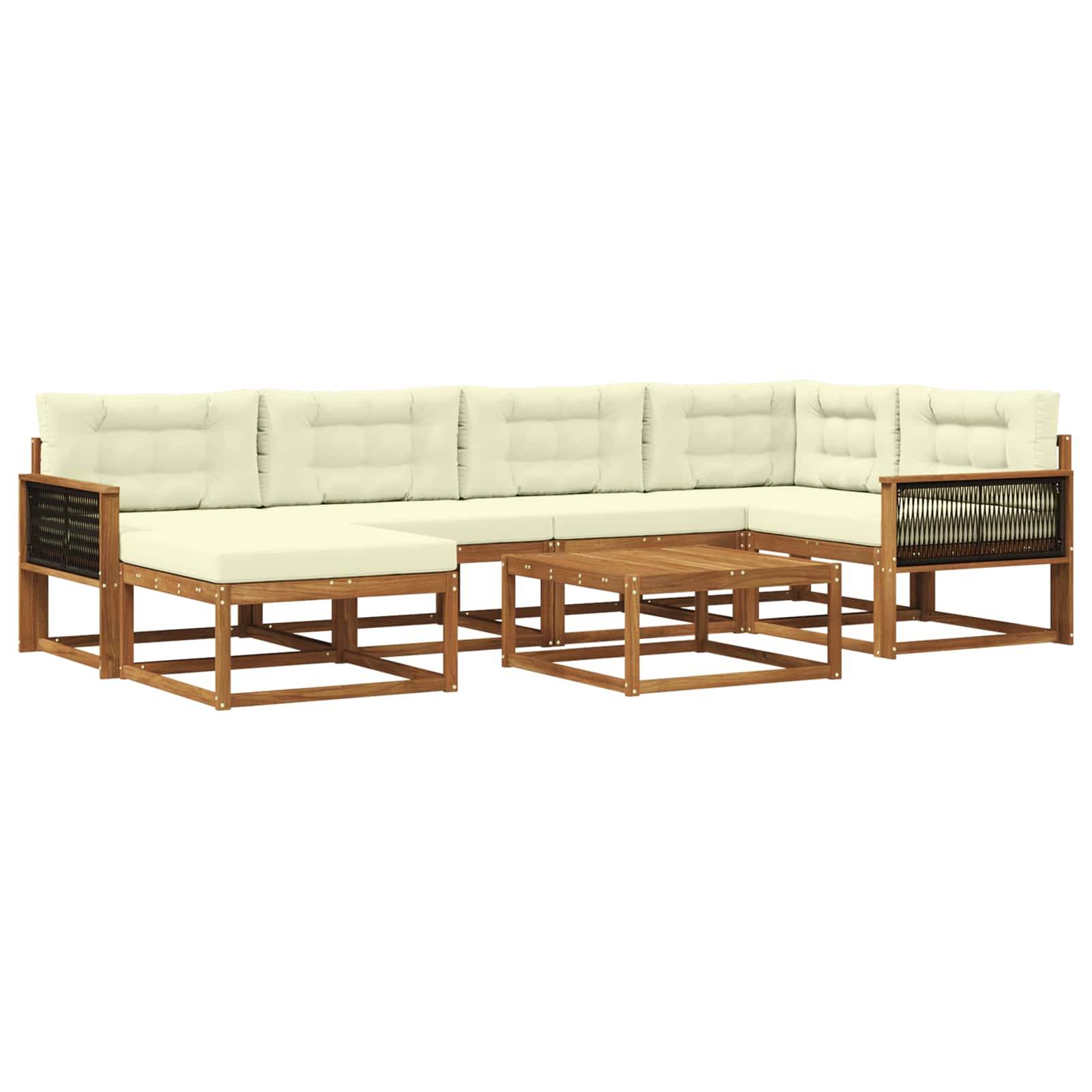 vidaXL Outdoor-Sofagarnitur mit Kissen 7 pcs Natur und Creme