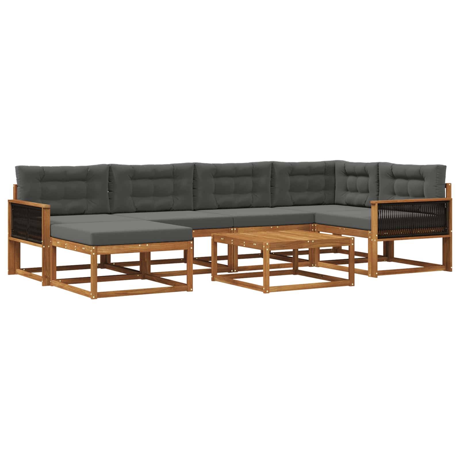 vidaXL Outdoor-Sofagarnitur mit Kissen 7 pcs Natur und Anthrazit