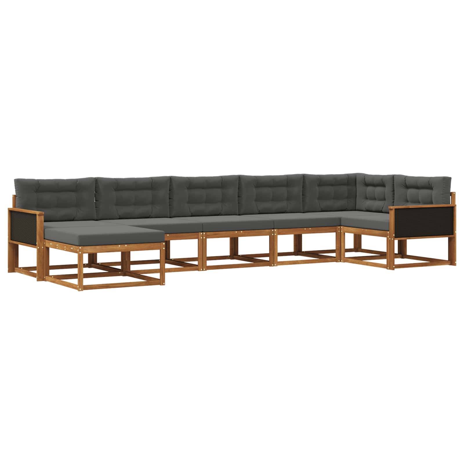 vidaXL Outdoor-Sofagarnitur mit Kissen 7 pcs Natur und Anthrazit