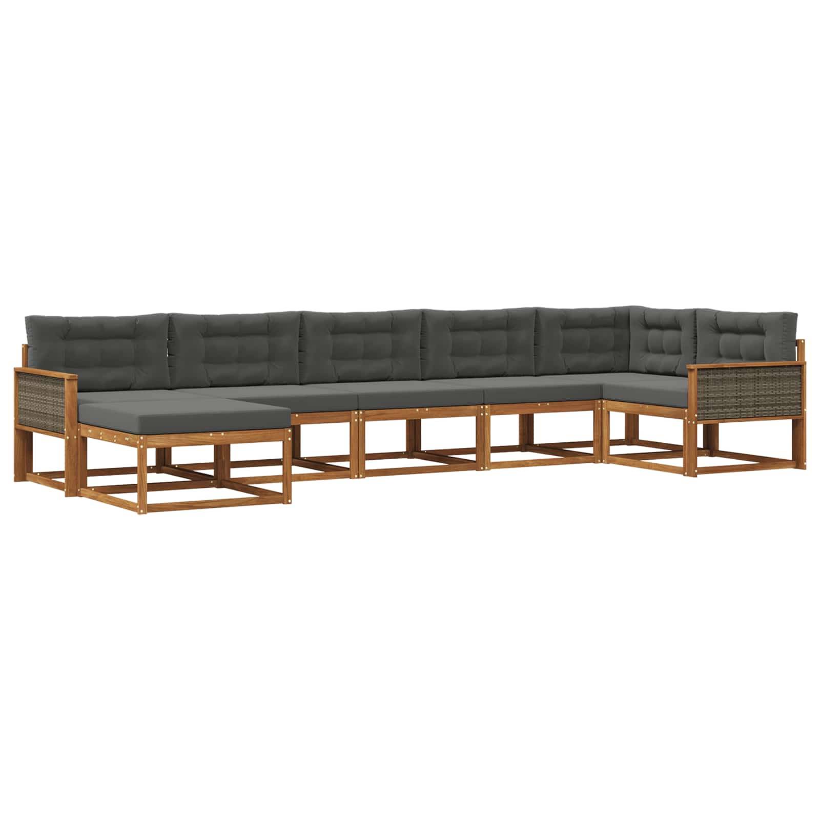 vidaXL Outdoor-Sofagarnitur mit Kissen 7 pcs Natur und Anthrazit