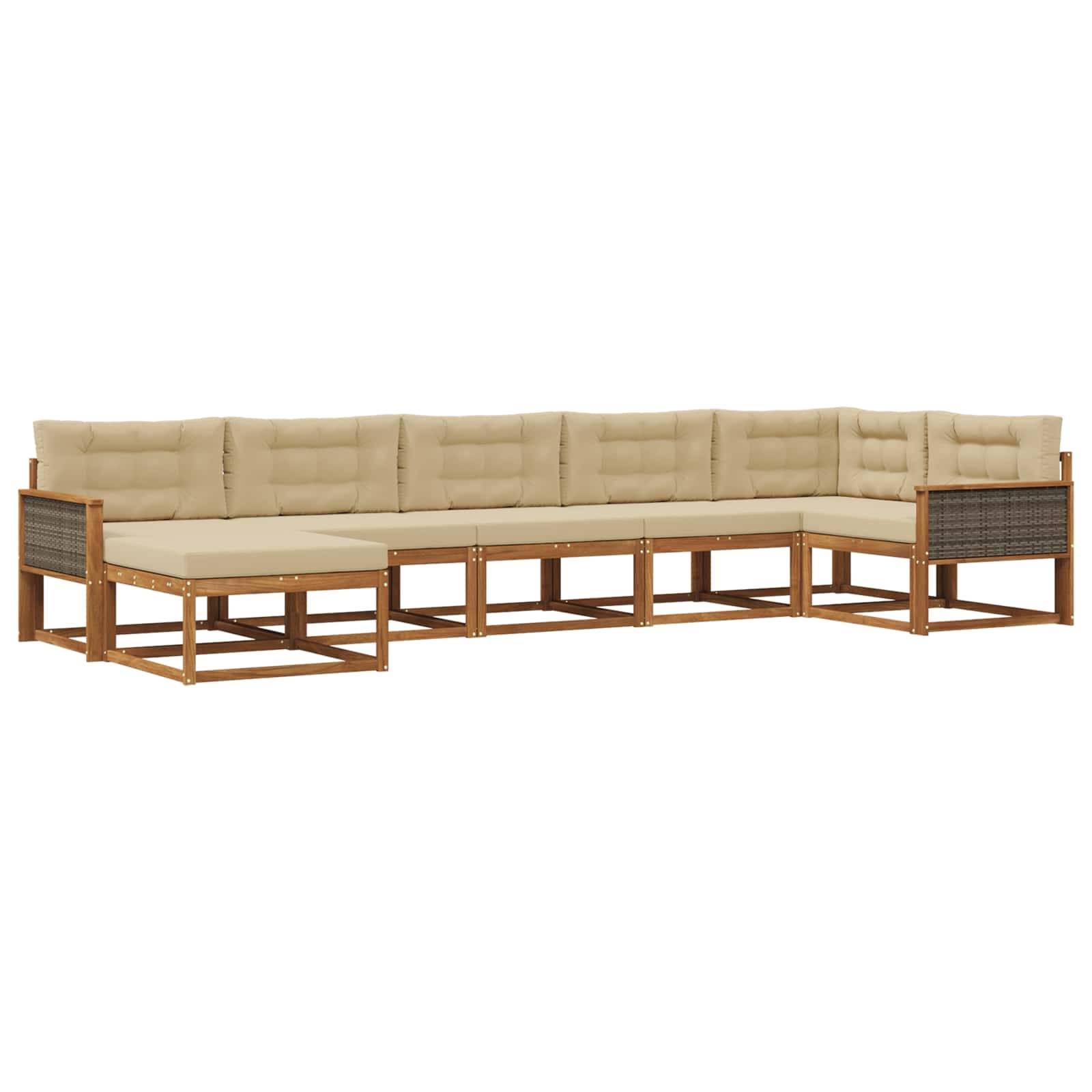 vidaXL Outdoor-Sofagarnitur mit Kissen 7 pcs Natur und Beige