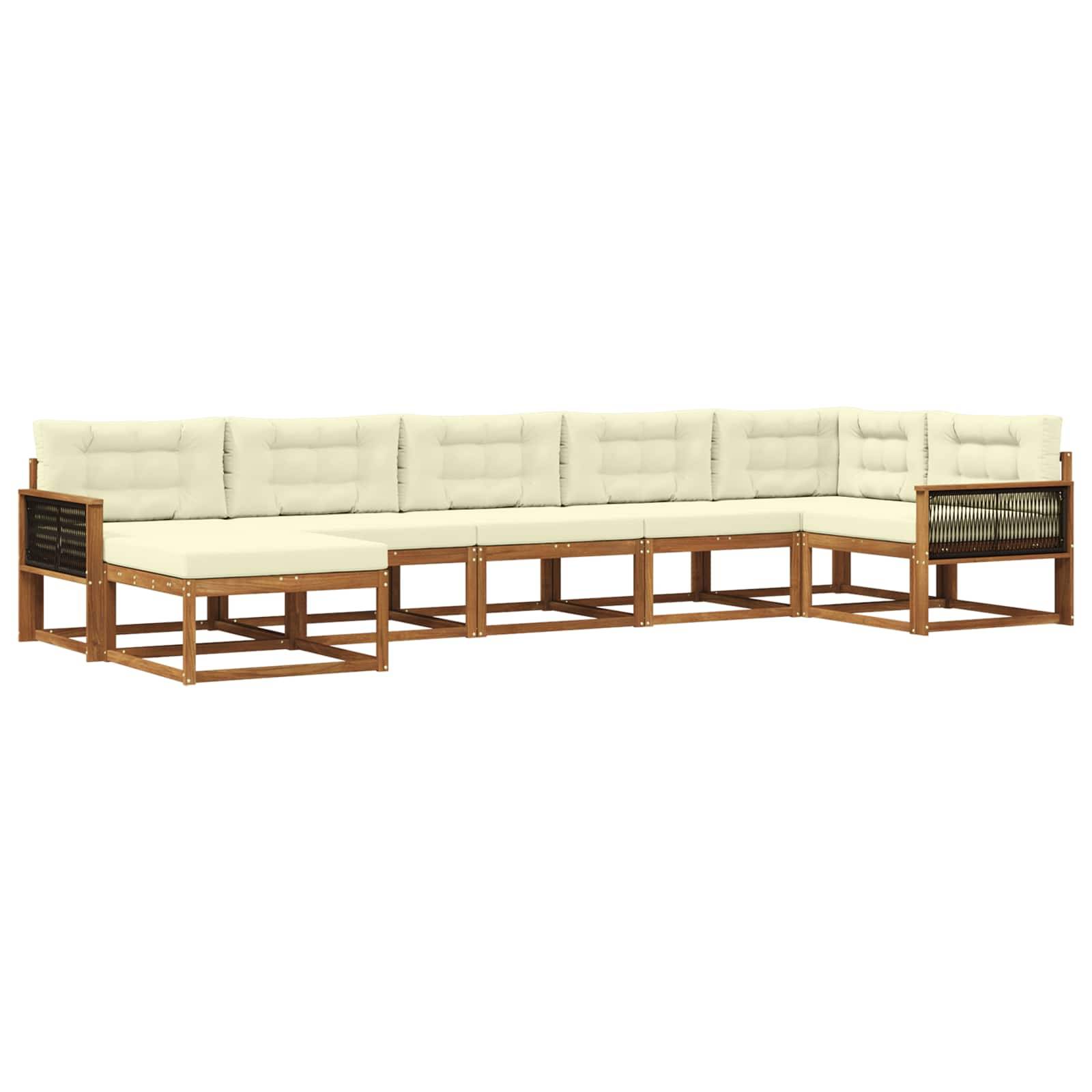 vidaXL Outdoor-Sofagarnitur mit Kissen 7 pcs Natur und Creme