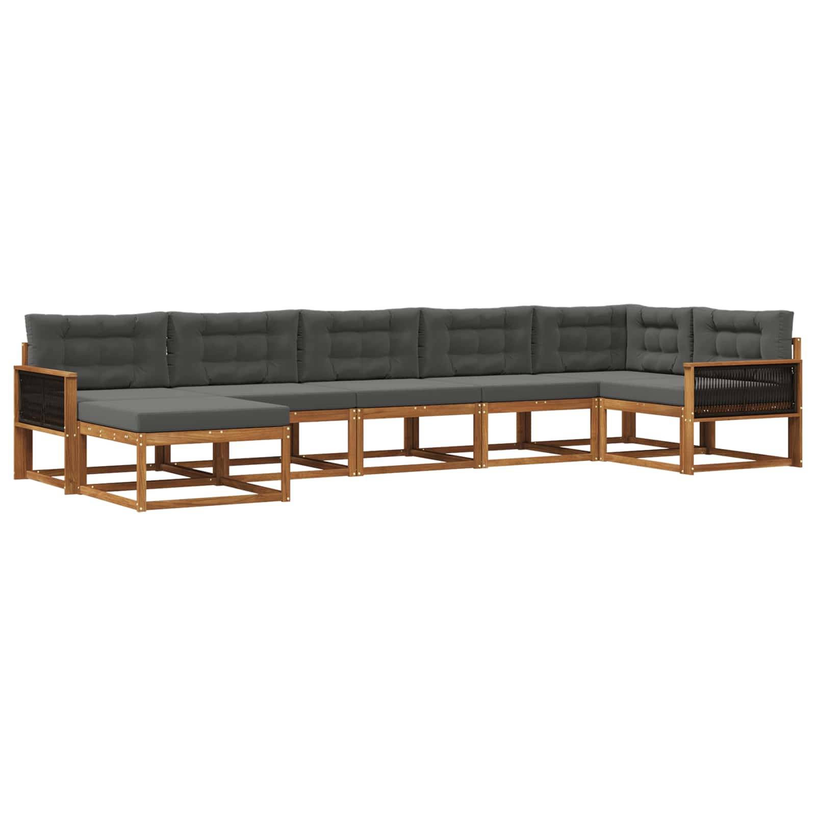 vidaXL Outdoor-Sofagarnitur mit Kissen 7 pcs Natur und Anthrazit