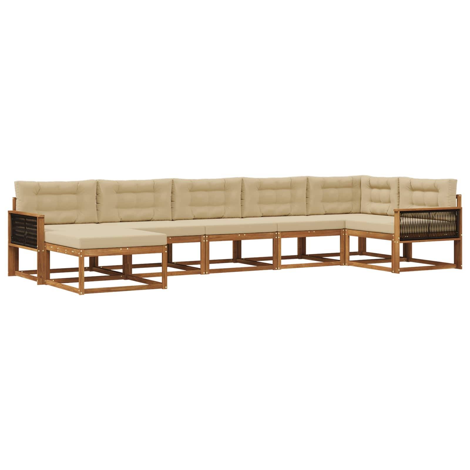 vidaXL Outdoor-Sofagarnitur mit Kissen 7 pcs Natur und Beige