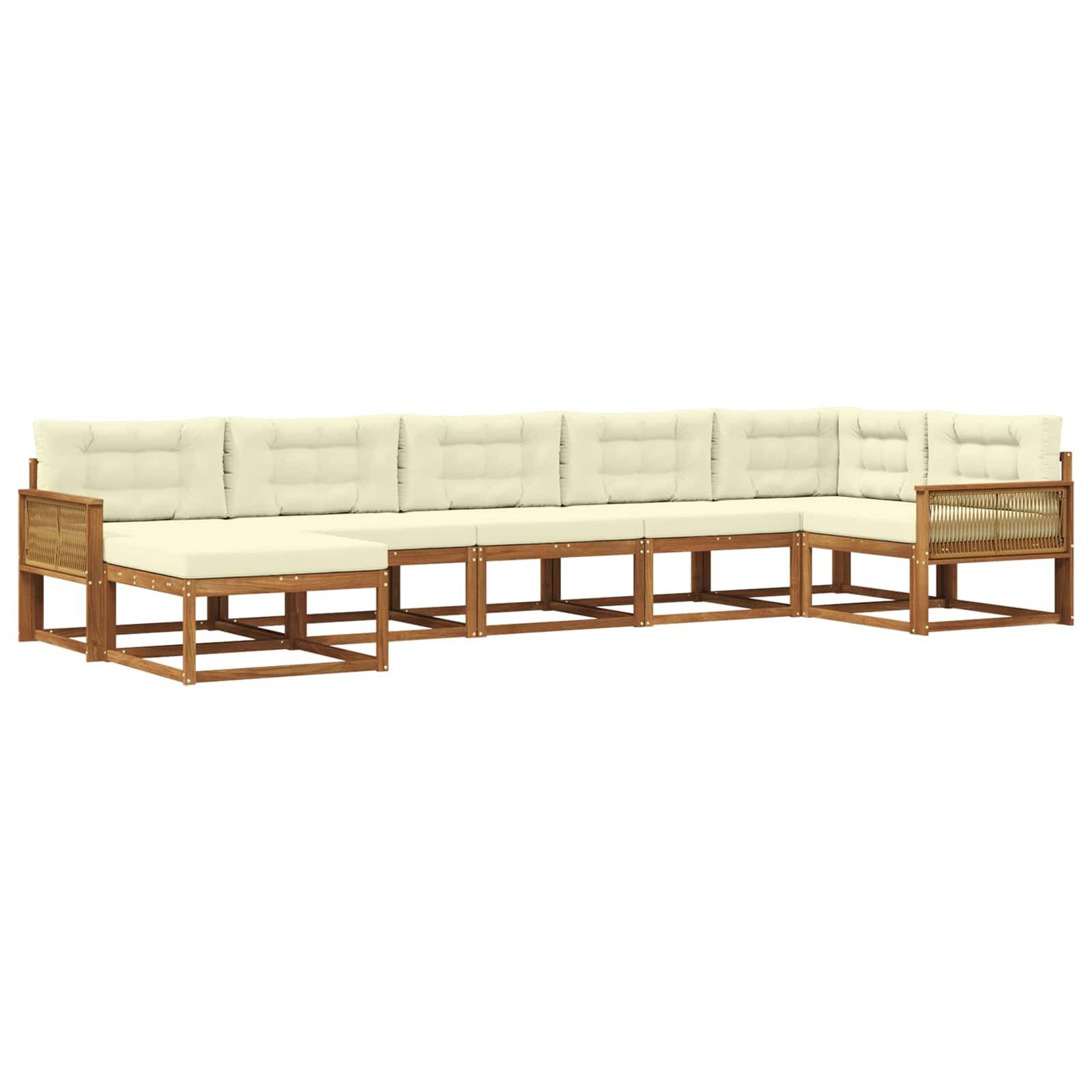 vidaXL Outdoor-Sofagarnitur mit Kissen 7 pcs Natur und Creme