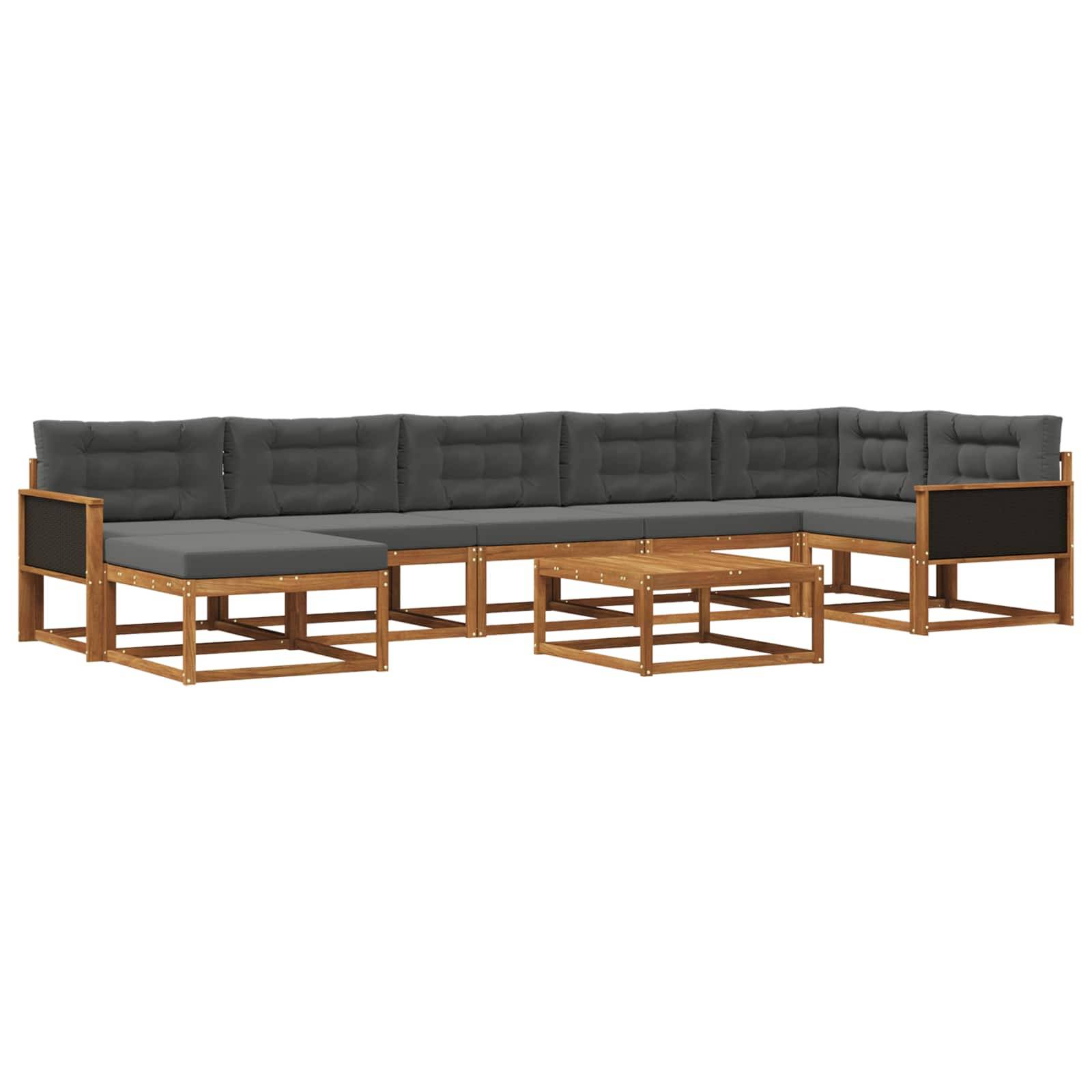 vidaXL Outdoor-Sofagarnitur mit Kissen 8 pcs Natur und Anthrazit