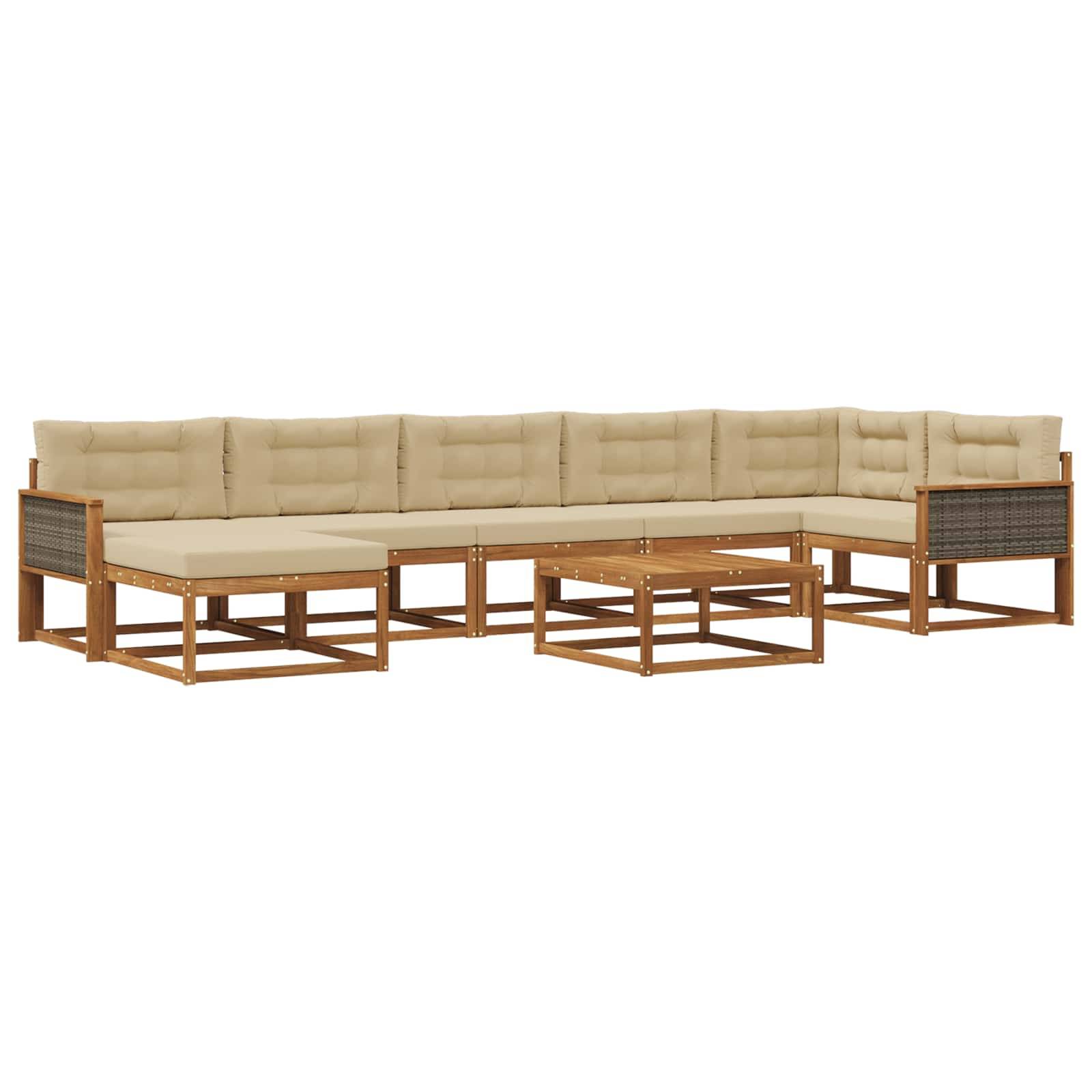 vidaXL Outdoor-Sofagarnitur mit Kissen 8 pcs Natur und Beige