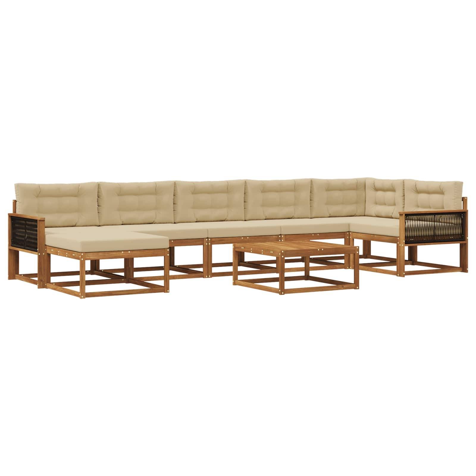 vidaXL Outdoor-Sofagarnitur mit Kissen 8 pcs Natur und Beige
