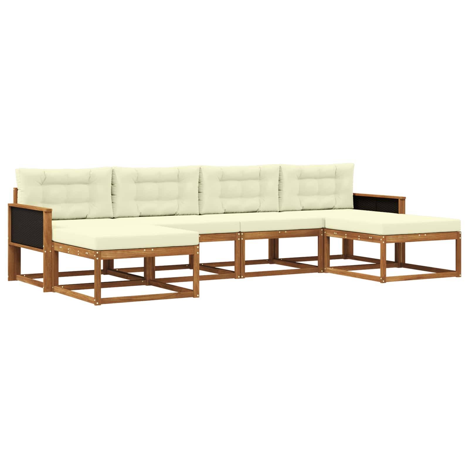 vidaXL Outdoor-Sofagarnitur mit Kissen 6 pcs Natur und Creme