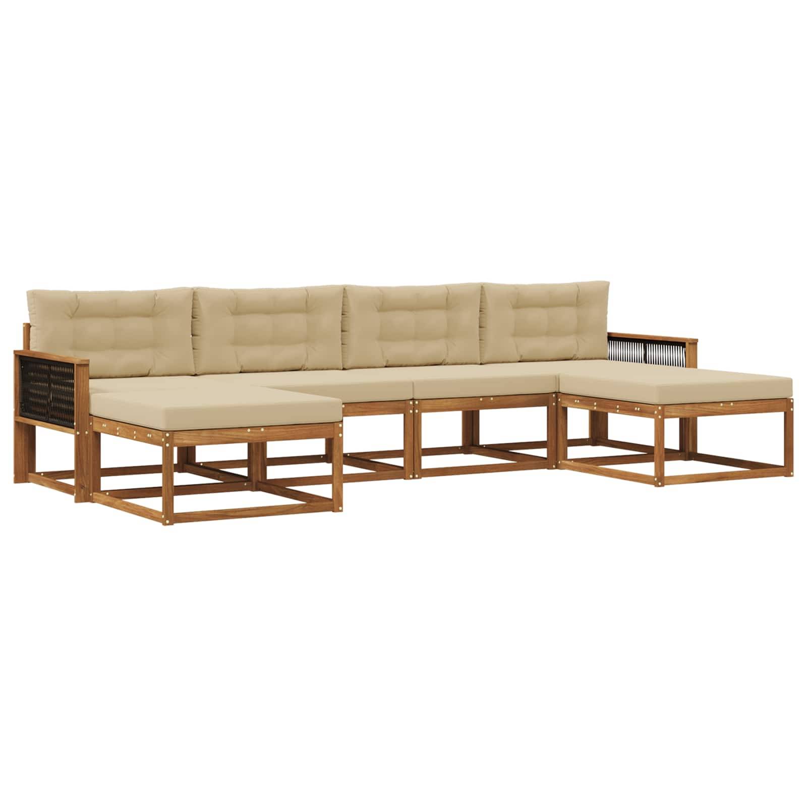 vidaXL Outdoor-Sofagarnitur mit Kissen 6 pcs Natur und Beige