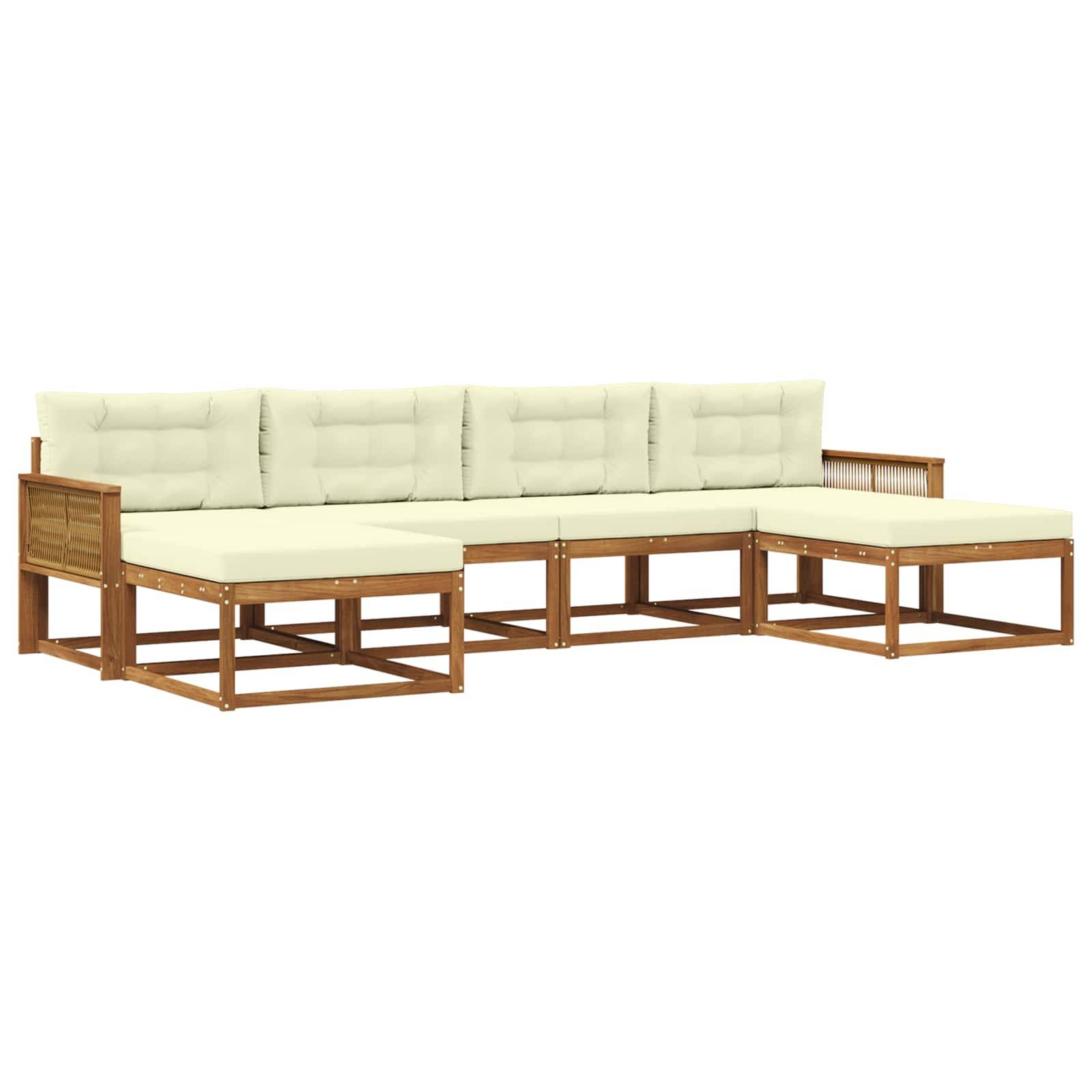 vidaXL Outdoor-Sofagarnitur mit Kissen 6 pcs Natur und Creme