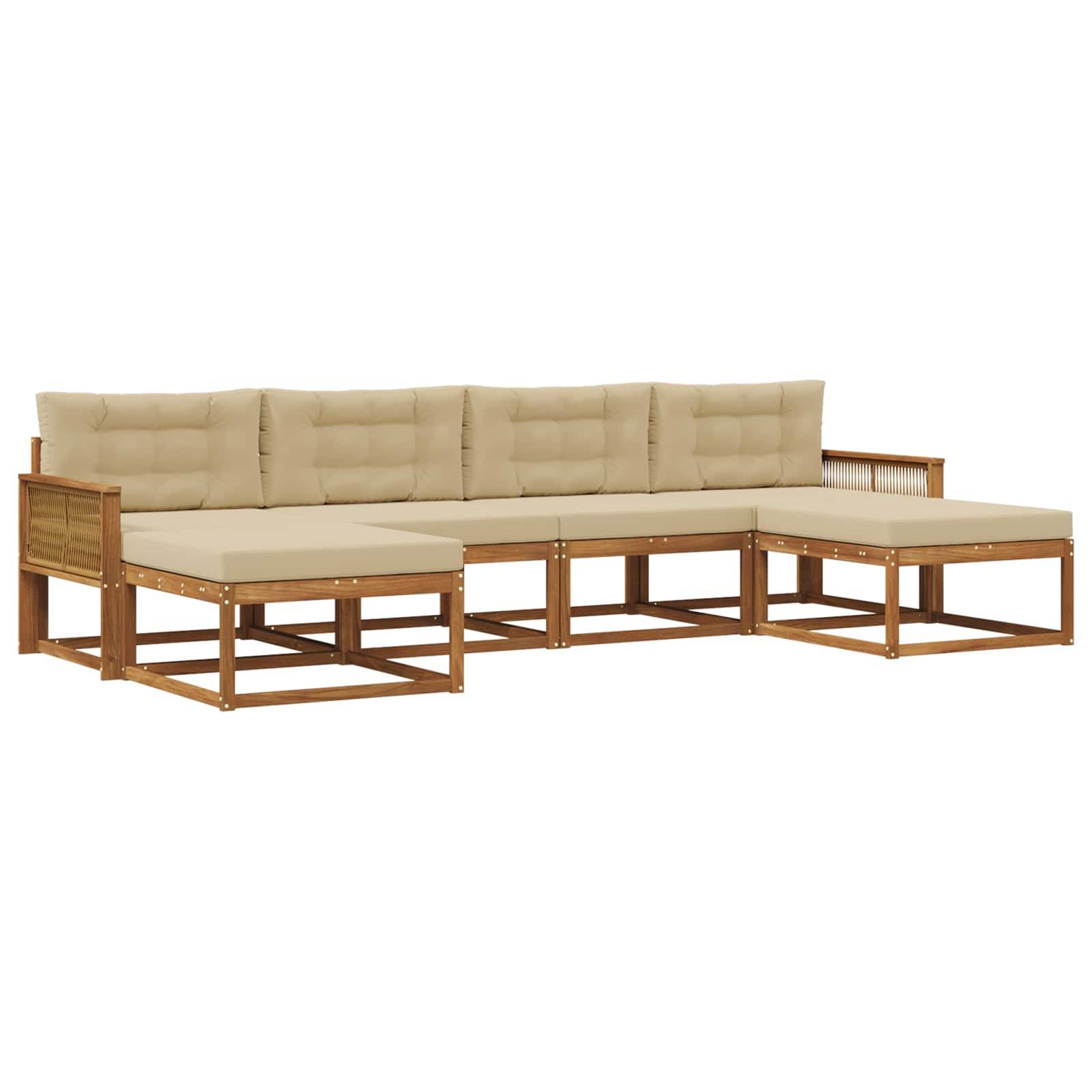 vidaXL Outdoor-Sofagarnitur mit Kissen 6 pcs Natur und Beige