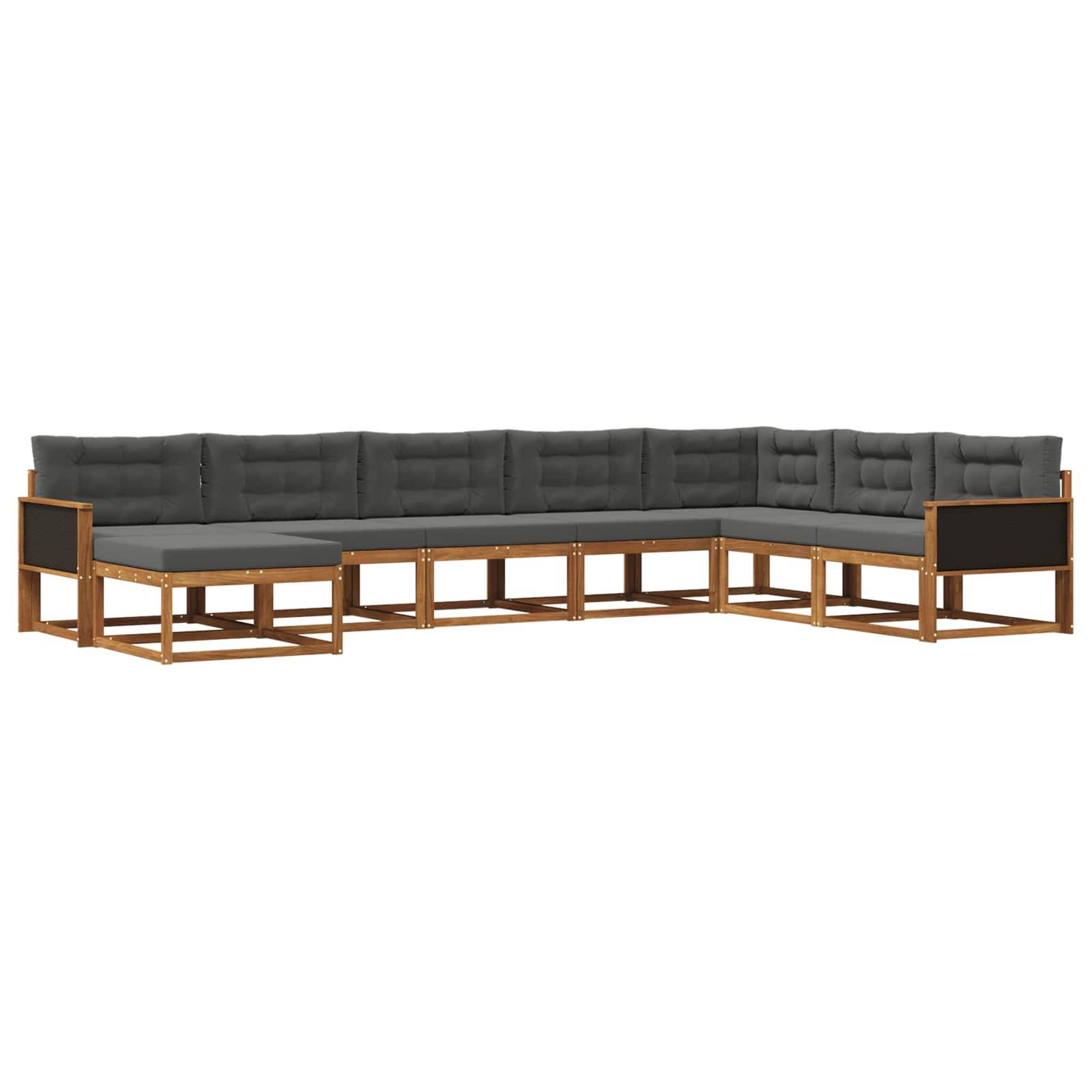 vidaXL Outdoor-Sofagarnitur mit Kissen 8 pcs Natur und Anthrazit