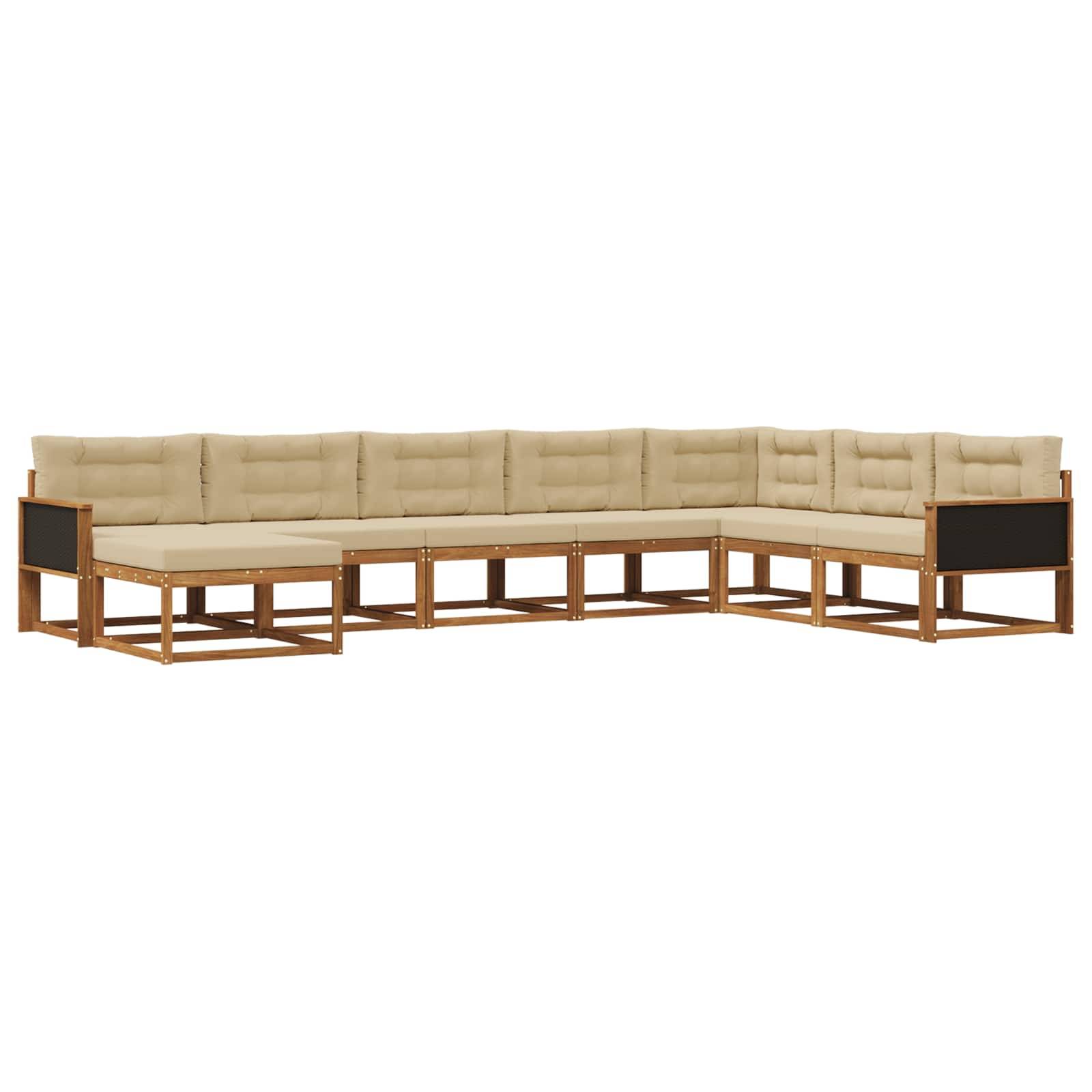 vidaXL Outdoor-Sofagarnitur mit Kissen 8 pcs Natur und Beige