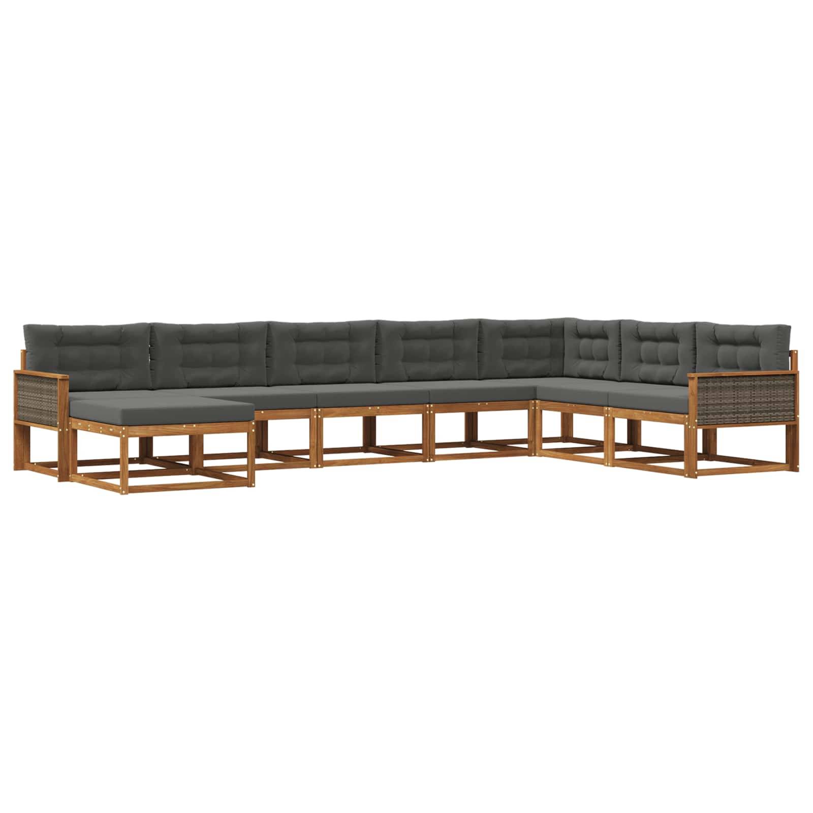 vidaXL Outdoor-Sofagarnitur mit Kissen 8 pcs Natur und Anthrazit