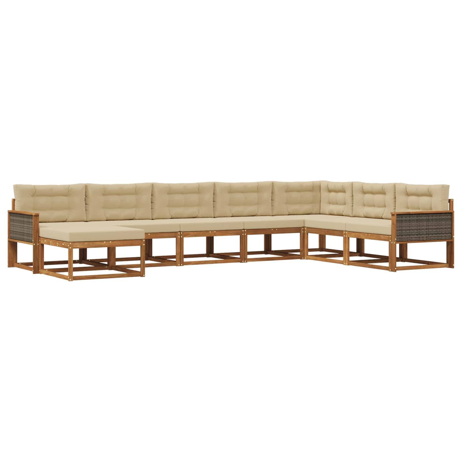 vidaXL Outdoor-Sofagarnitur mit Kissen 8 pcs Natur und Beige