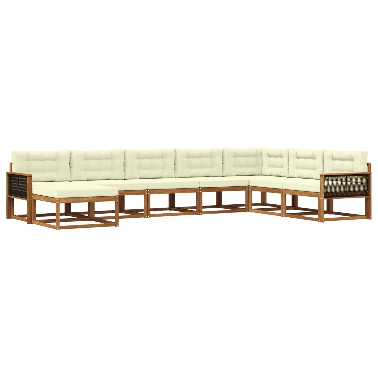 vidaXL Outdoor-Sofagarnitur mit Kissen 8 pcs Natur und Creme