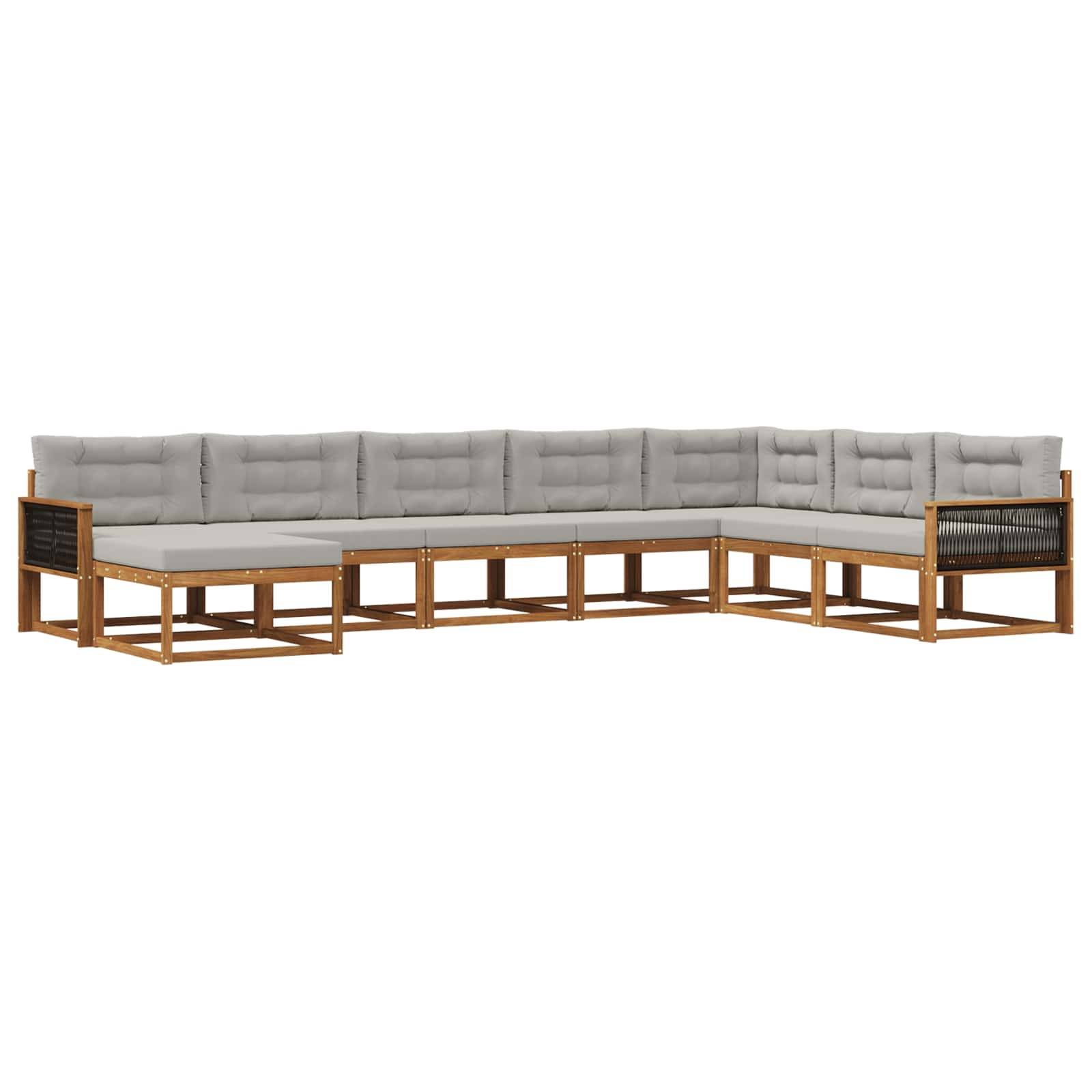 vidaXL Outdoor-Sofagarnitur mit Kissen 8 pcs Natürlich und Hellgrau