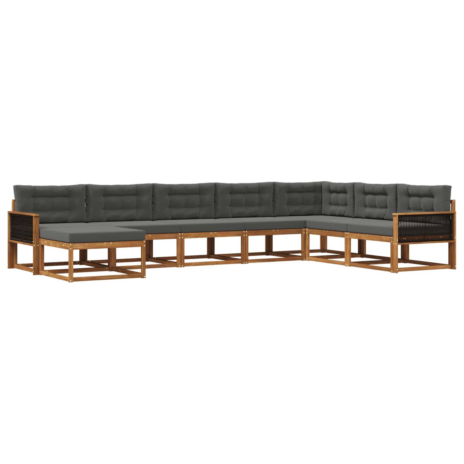 vidaXL Outdoor-Sofagarnitur mit Kissen 8 pcs Natur und Anthrazit