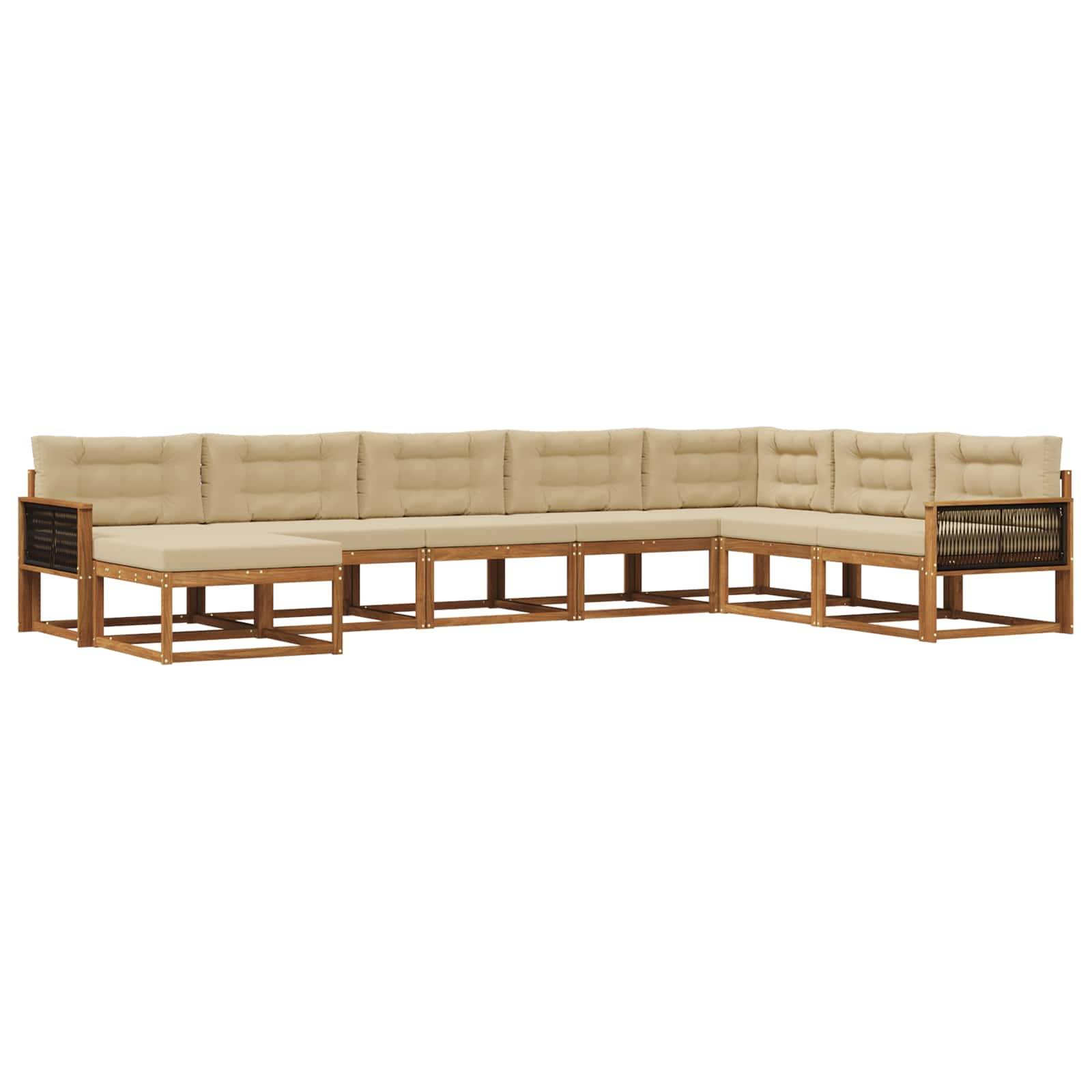 vidaXL Outdoor-Sofagarnitur mit Kissen 8 pcs Natur und Beige