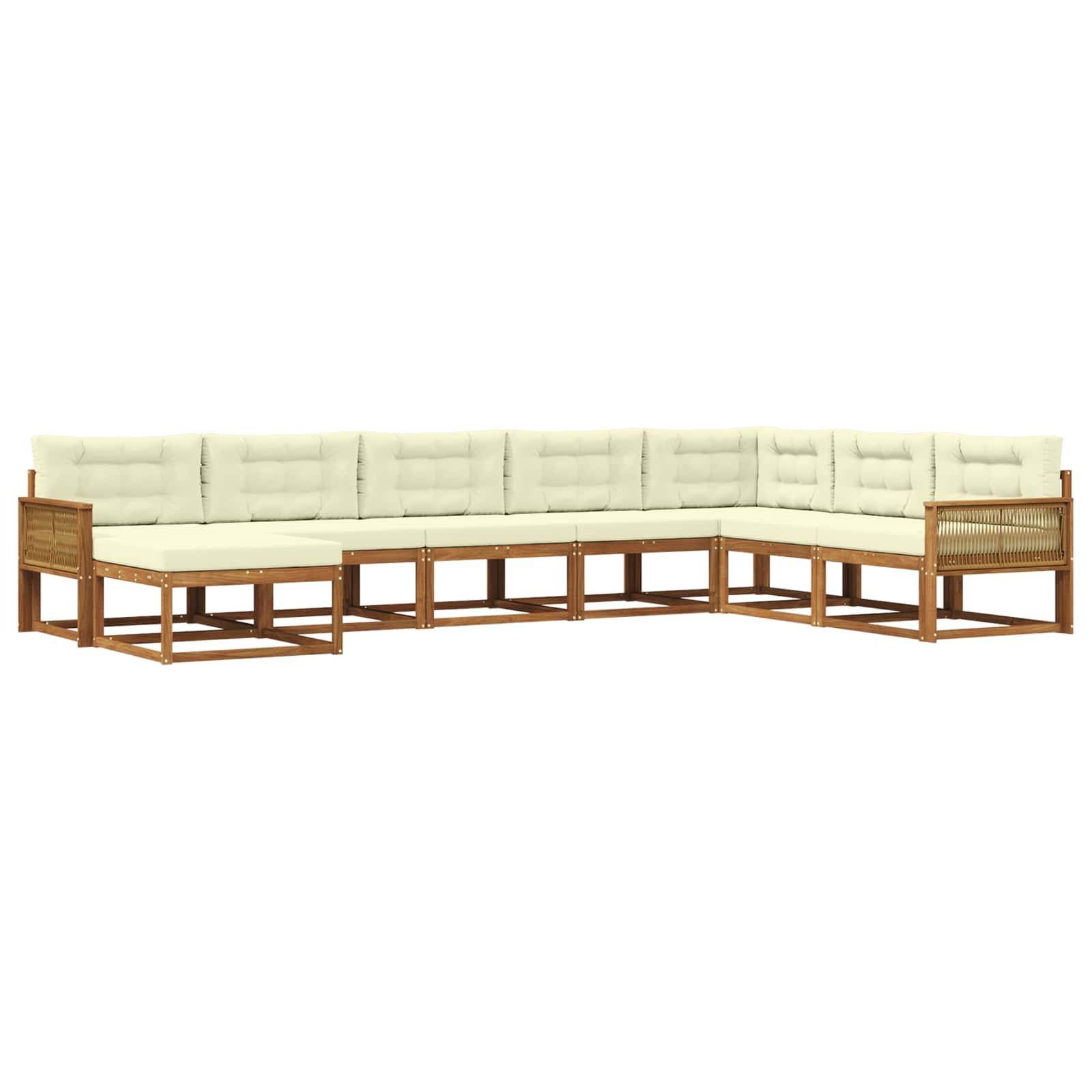 vidaXL Outdoor-Sofagarnitur mit Kissen 8 pcs Natur und Creme