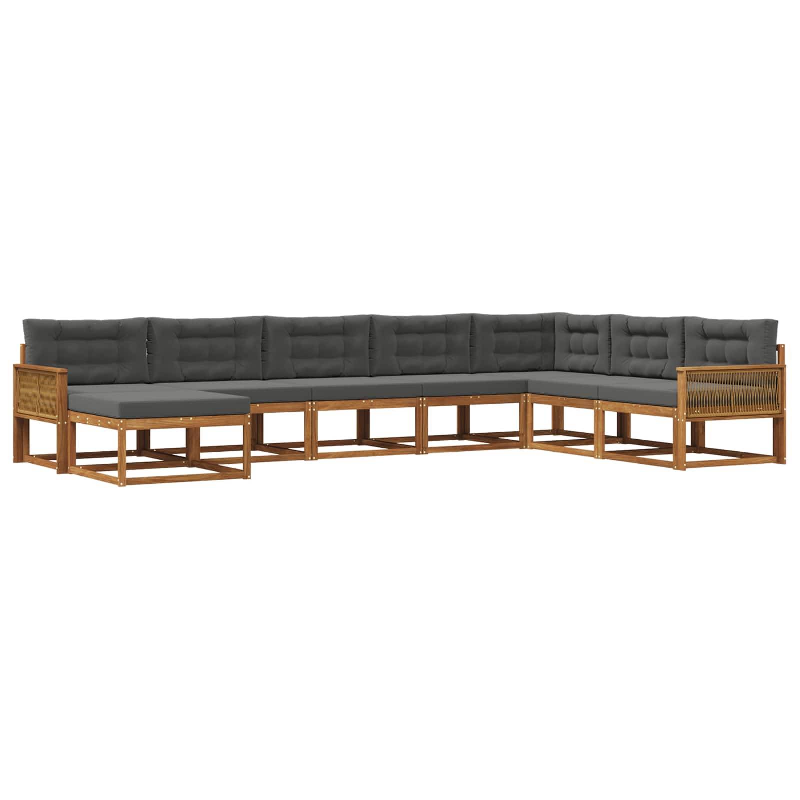 vidaXL Outdoor-Sofagarnitur mit Kissen 8 pcs Natur und Anthrazit