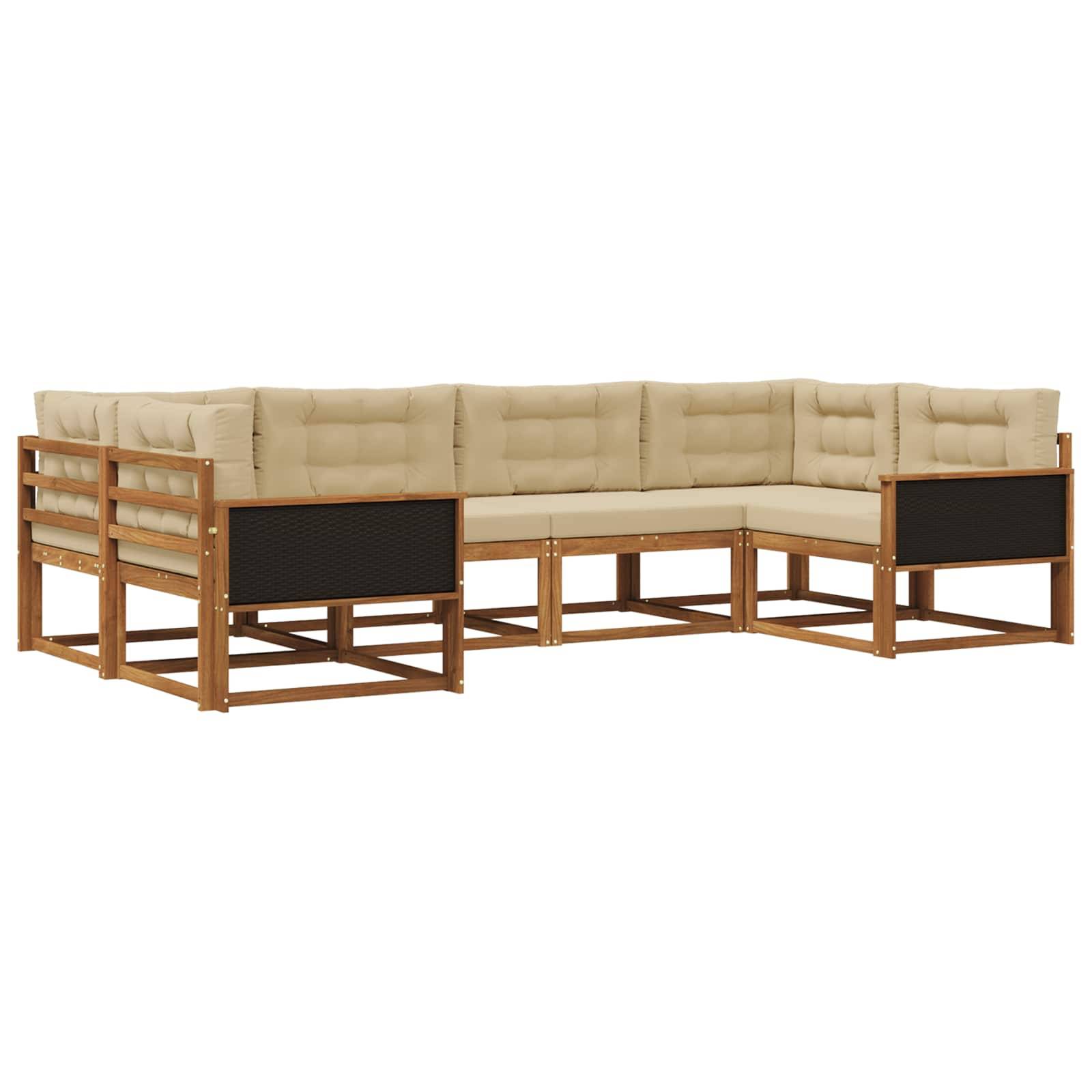 vidaXL Outdoor-Sofagarnitur mit Kissen 6 pcs Natur und Beige