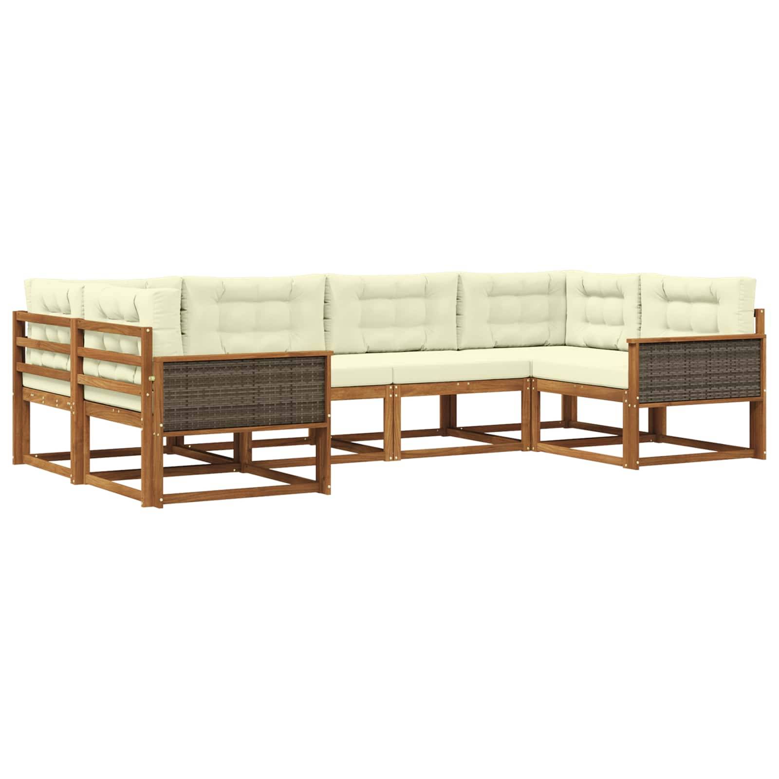 vidaXL Outdoor-Sofagarnitur mit Kissen 6 pcs Natur und Creme