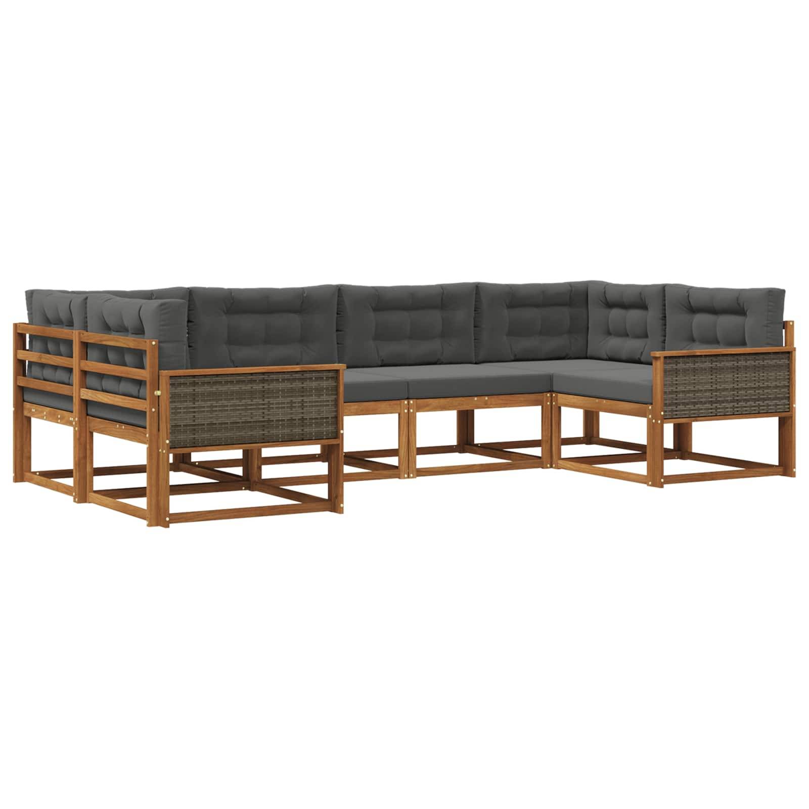 vidaXL Outdoor-Sofagarnitur mit Kissen 6 pcs Natur und Anthrazit