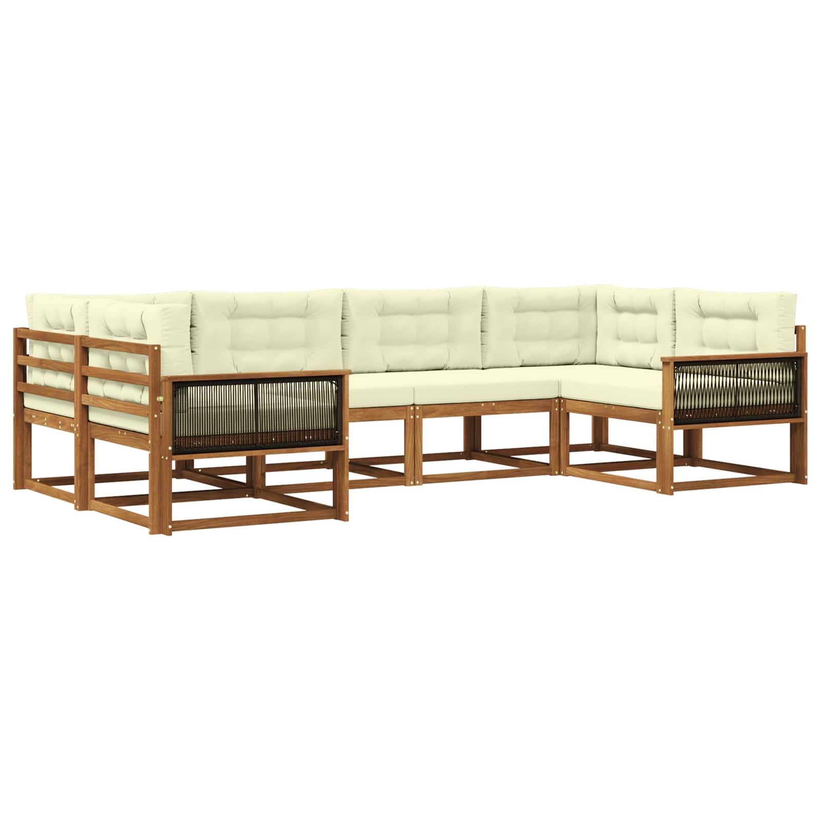 vidaXL Outdoor-Sofagarnitur mit Kissen 6 pcs Natur und Creme