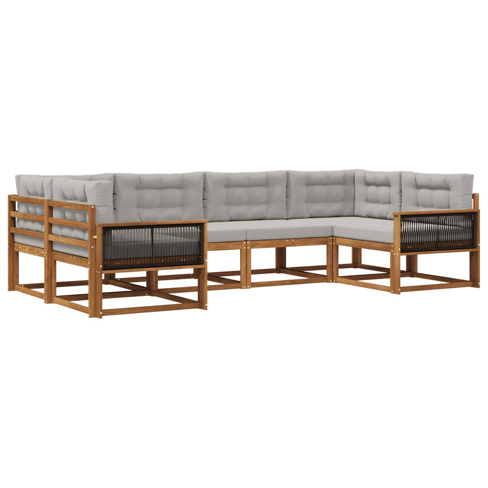 vidaXL Outdoor-Sofagarnitur mit Kissen 6 pcs Natürlich und Hellgrau