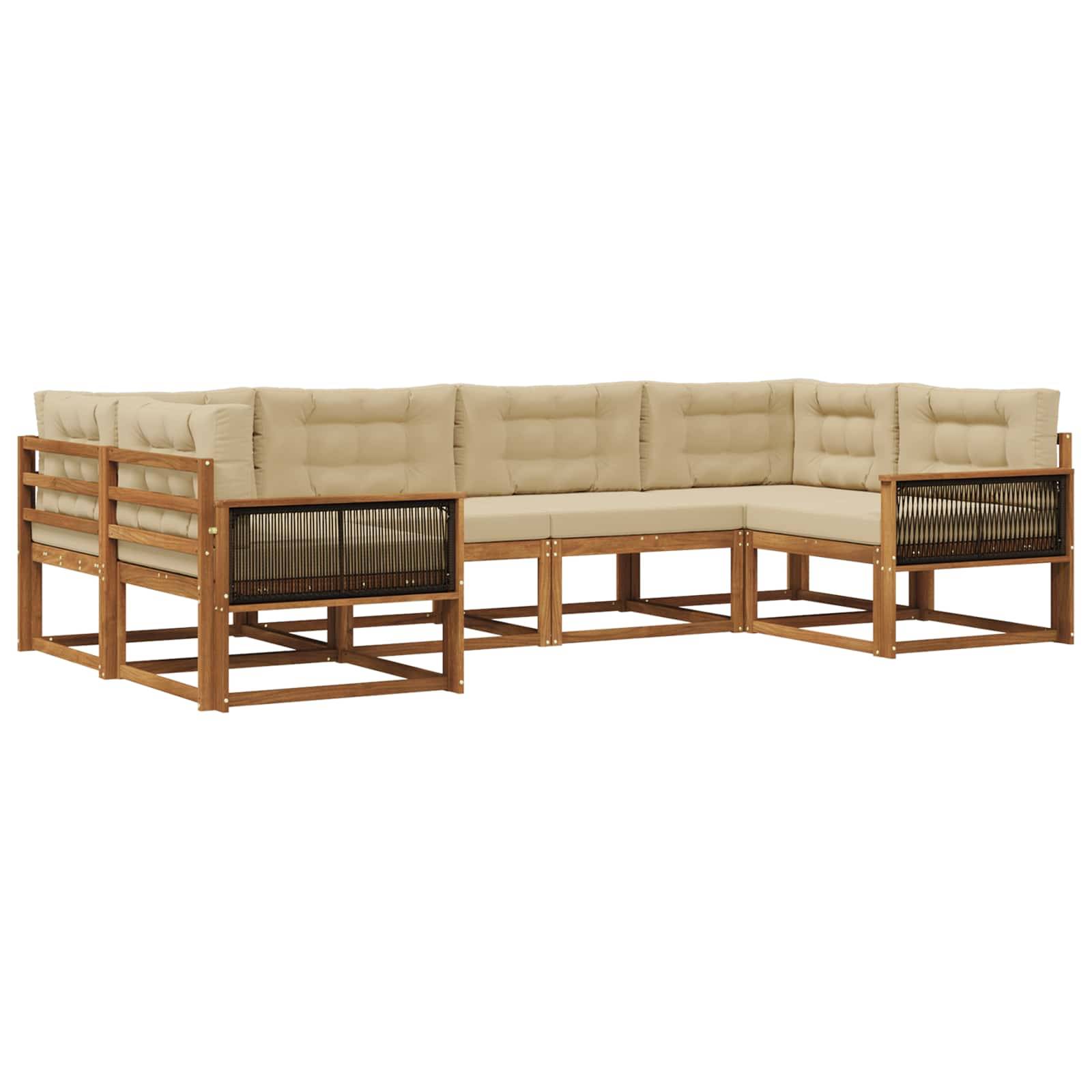 vidaXL Outdoor-Sofagarnitur mit Kissen 6 pcs Natur und Beige